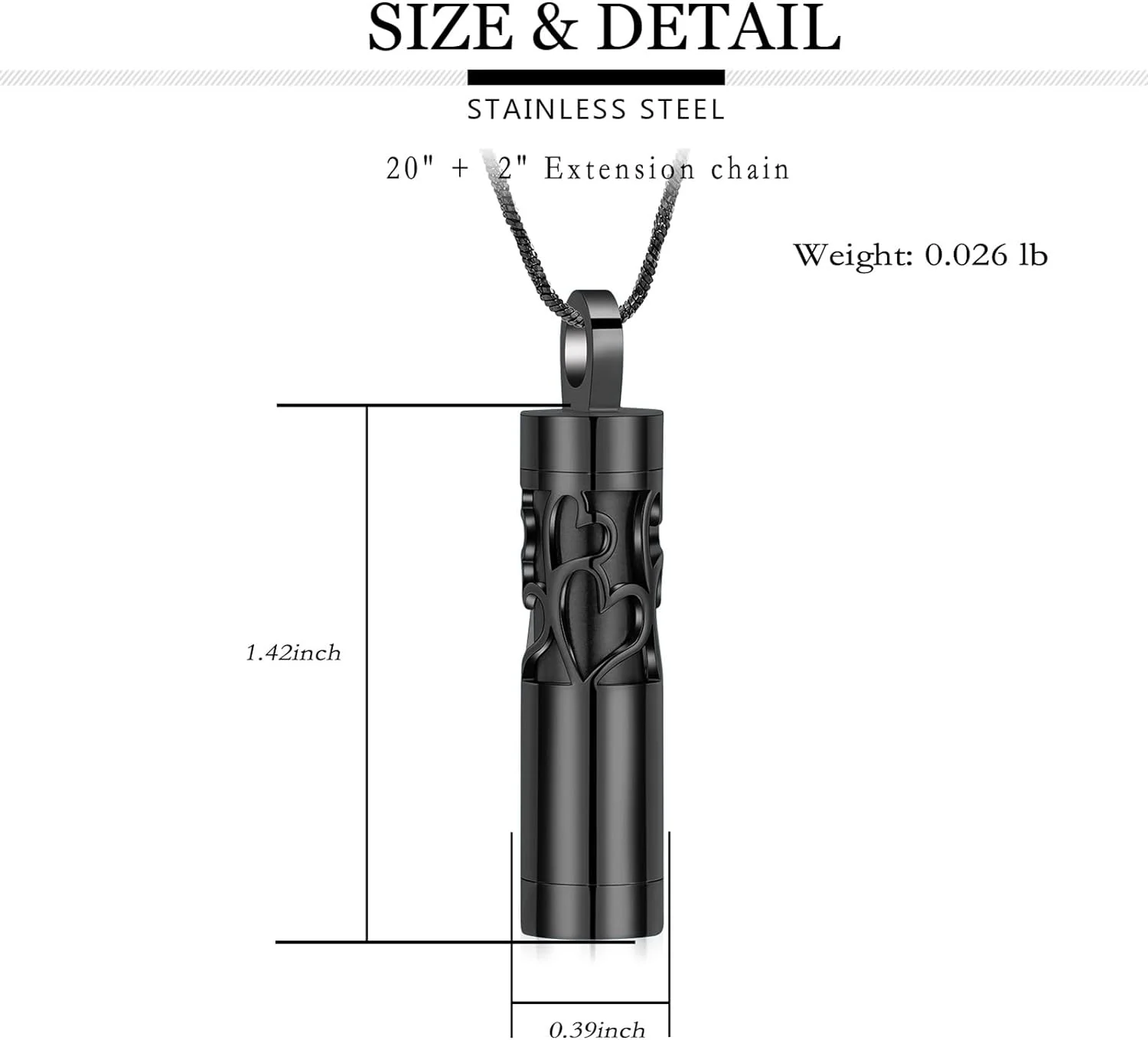 Hollow Cylinder Urn Necklace for Ashes Vial Cremation Jewelry for Women Men Memorial Keepsake Locket Necklace