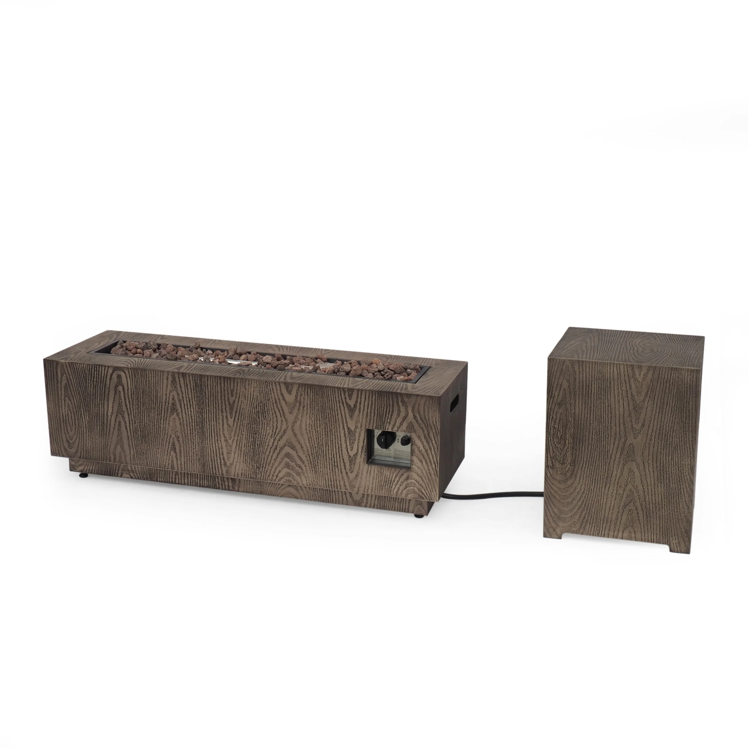 Christopher Knight Home Wellington Outdoor Iron 50000 BTU Fire Pit by  Brown Wood Pattern