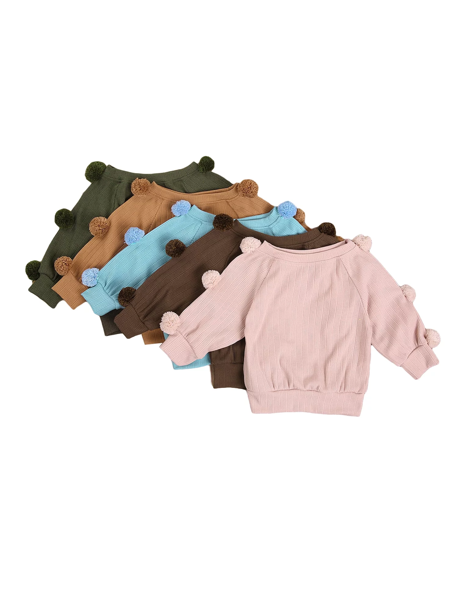 TOPGOD 2Pcs Toddler Baby Girls Long Sleeve Ball Knit Sweater Top Button Pencil A-Line Skirt Set Fall Winter Clothes