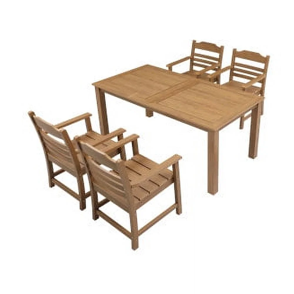 Goldmeet HIPS Dining Set, Rectangular All Weather Dining Table 5 Pieces(4 Dinning chair+ 1 Dining Table), Outdoor/Indoor Use,TEAK