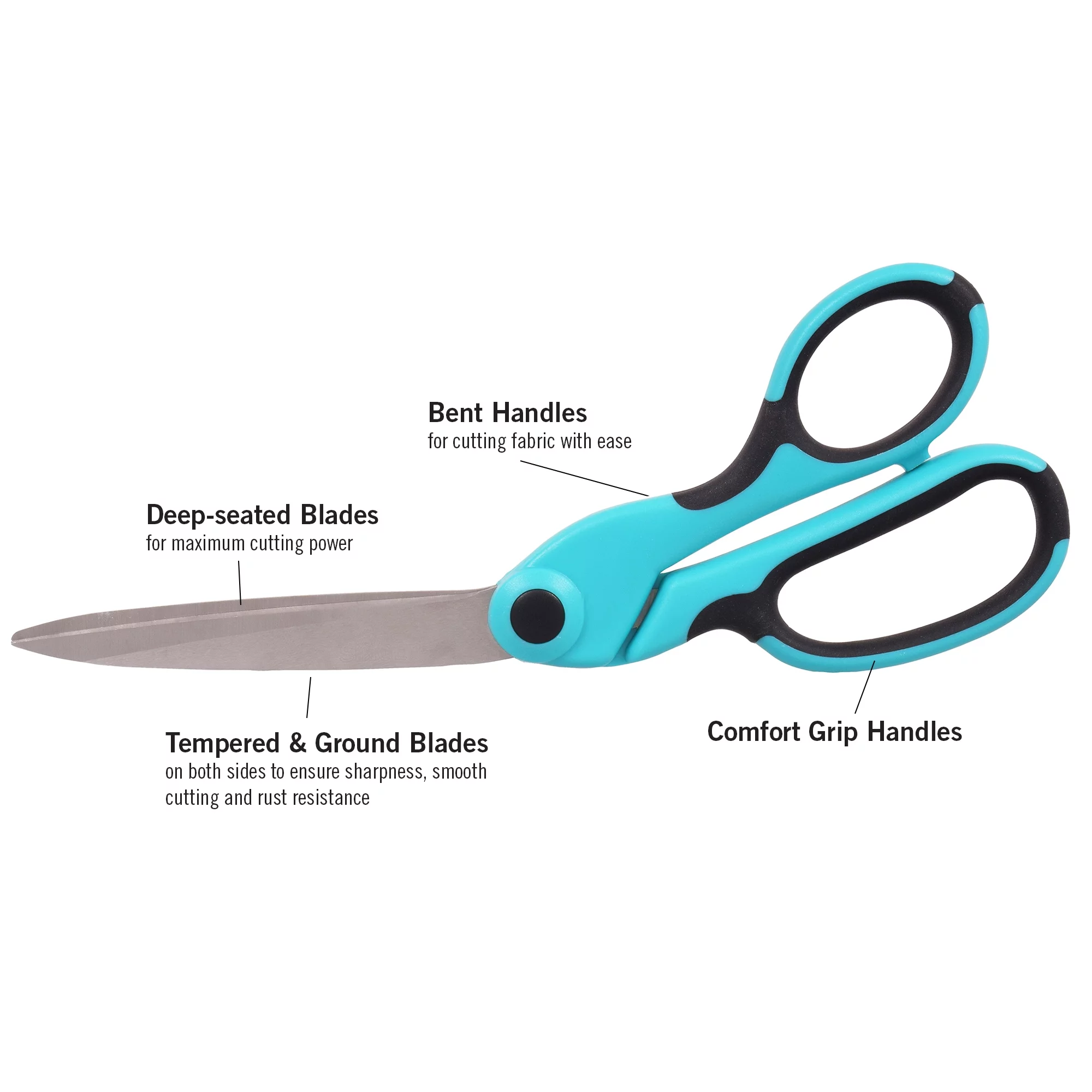 SINGER ProSeries Multipurpose 9.5 Inch Heavy Duty Scissors with Bent Handle for Comfort Grip, For Sewing and Crafts, Pack of 2