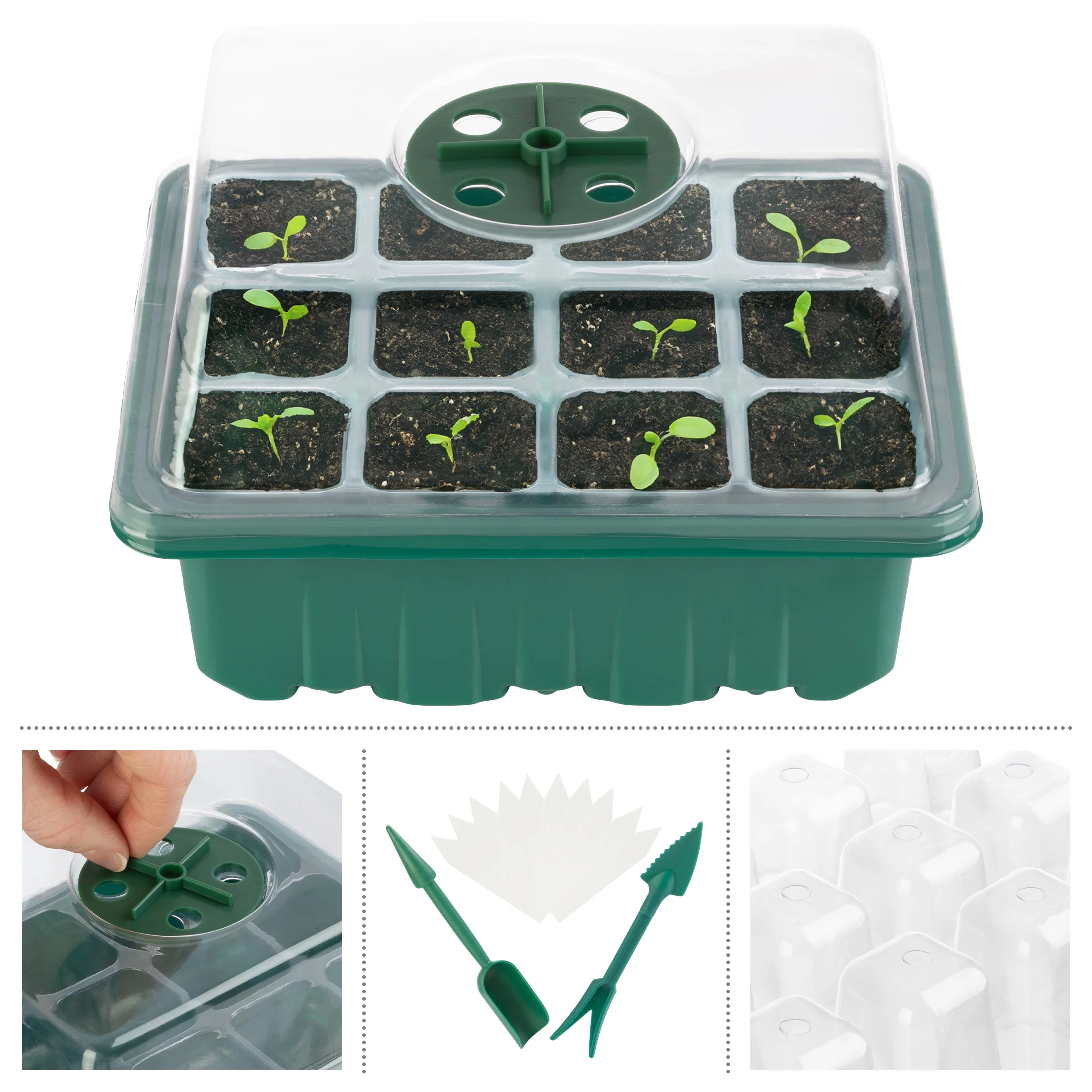 Home-Complete Seed Starter Tray 10-Pack - Plant Trays with Humidity Domes