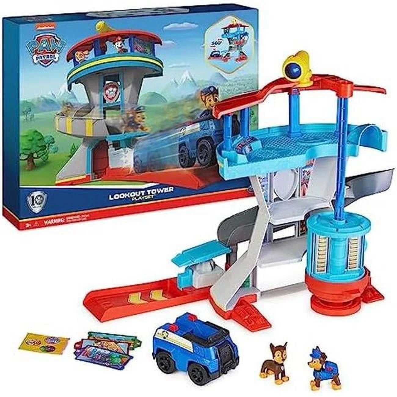 Patrol Lookout Tower Playset with Toy Car Launcher, 2 Chase Action Figures, Chases Police Cruiser & Accessories, Kids Toys for Ages 3 & up