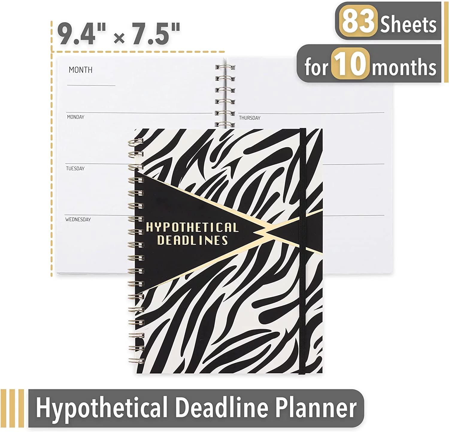 Mr. Pen- Hypothetical Deadlines, 9.4 x 7.5 Inch, 83 Sheets, Twin-Wire Binding Planners, Weekly and Monthly Planner