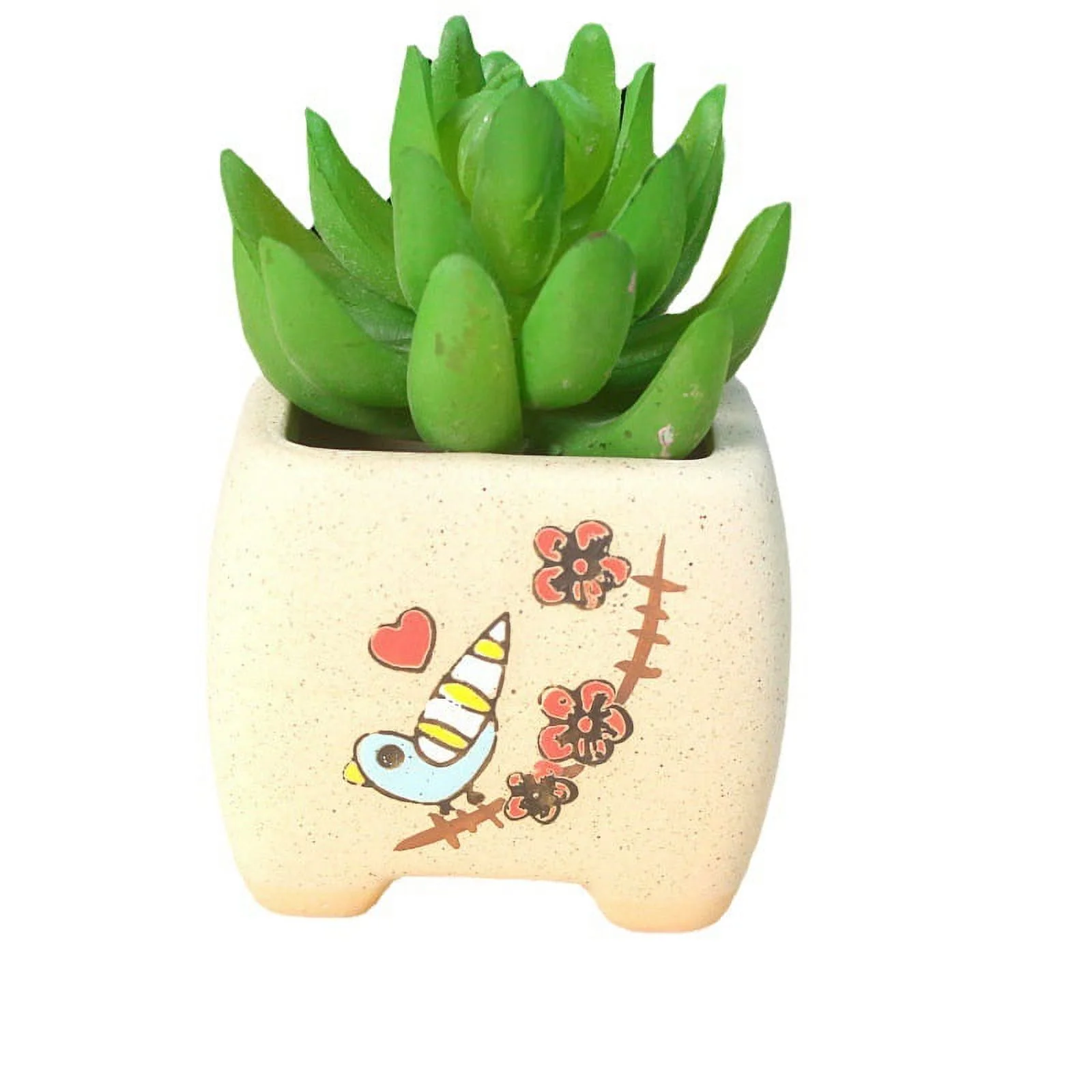 LivNxt Hand-Painted Cartoon Ceramic Succulent Planter - Succulent Plant Pot Nursery Pot Ceramic Planter Desktop Potted Plant