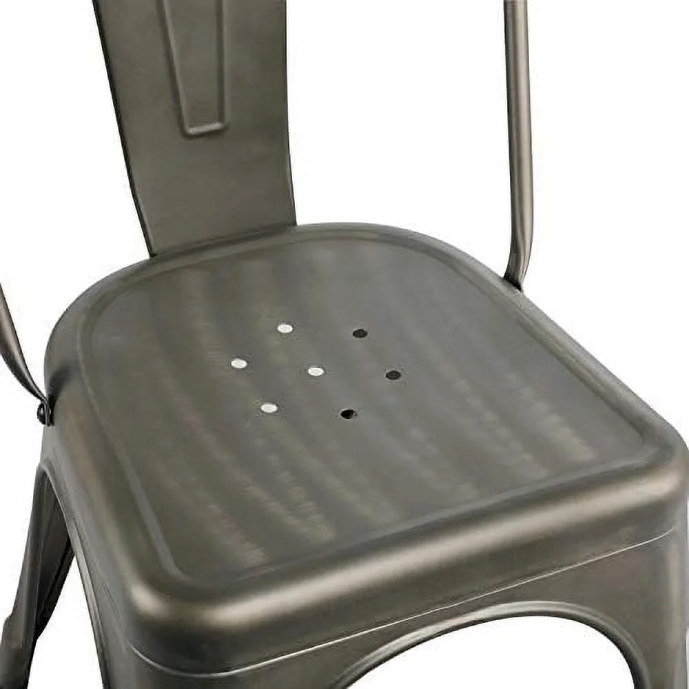 MQLIFEBOOM Metal Dining Chairs Set of 4 Stackable Dining Room Chairs Side Chairs Patio Dining Chairs with Back  Each Chair Load Capacity  340 lbs Gun Metal