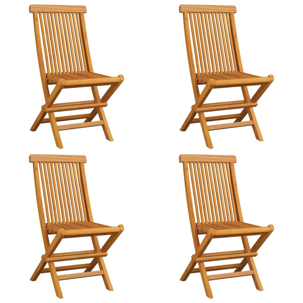 Patio Chairs with Blue Cushions 4 pcs Solid Teak Wood