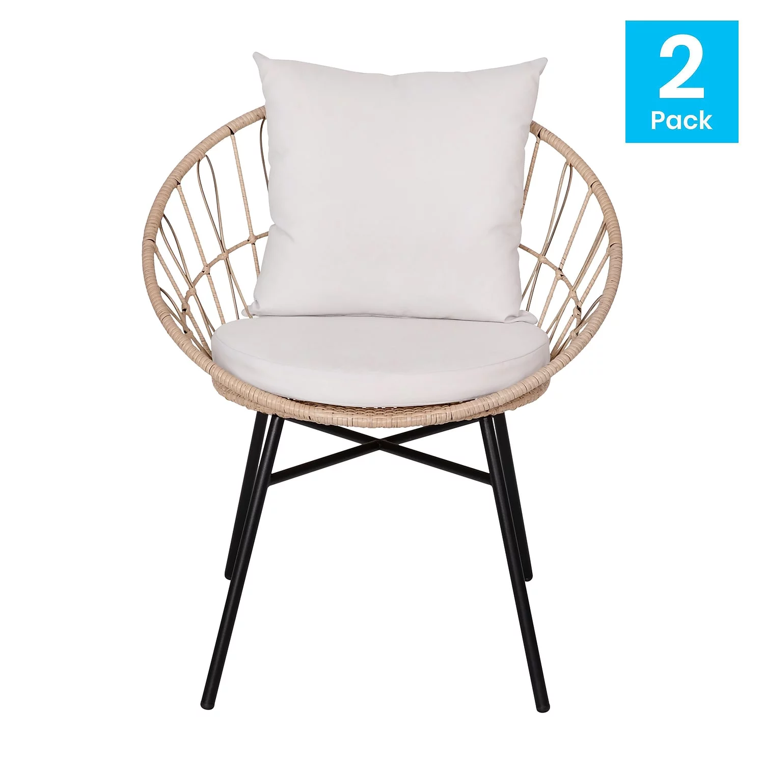 Flash Furniture Devon Wicker Patio Club Chairs, Tan/Light Gray, Set of 2