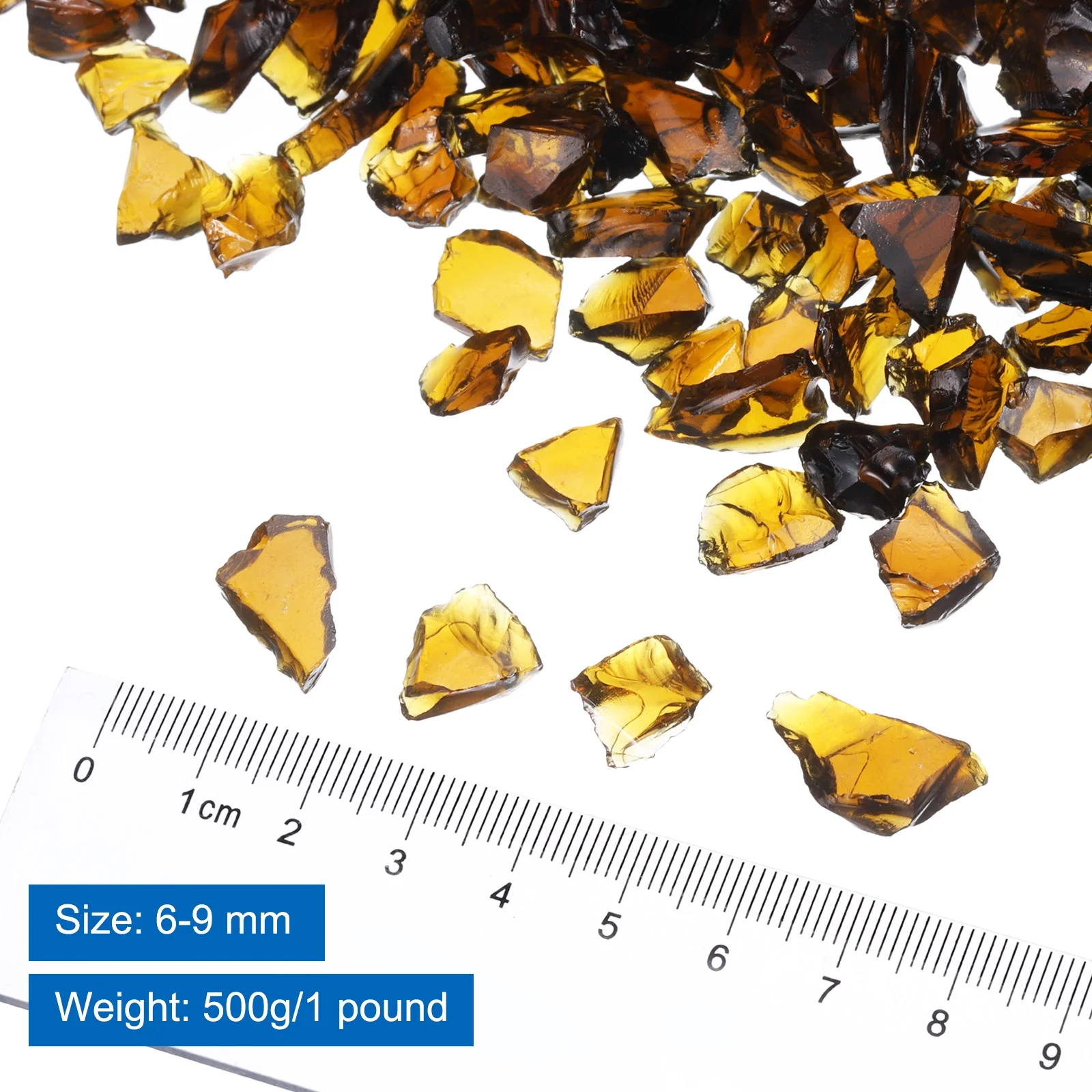 1 Pound Fire Glass Stone, 6-9mm Reflective Fire Pit Glass Rock for Fireplace, Brown