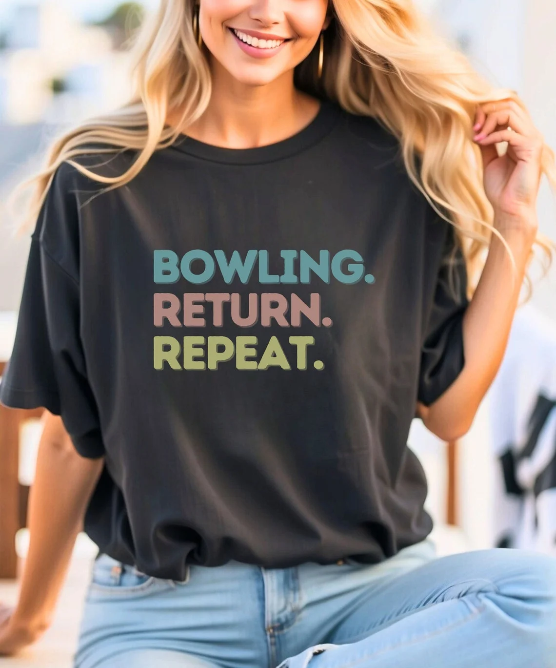 Bowling Return Repeat Shirt | Funny Shirt | Sports Shirt | Bowling Gifts | This is how I Roll | Bowling Graphic Tees