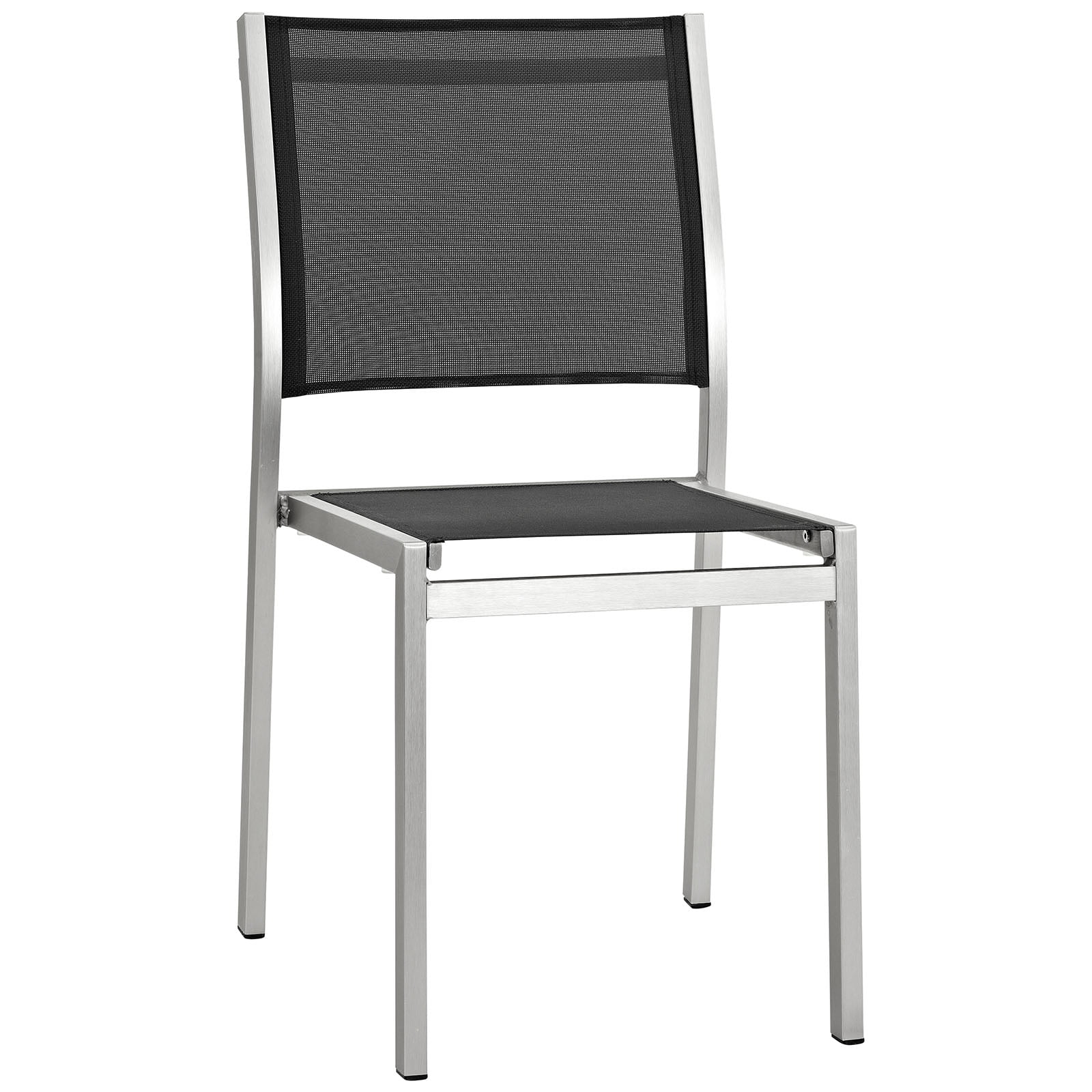 Modern Contemporary Urban Design Outdoor Patio Balcony Dining Side Chair, Black, Metal Aluminum