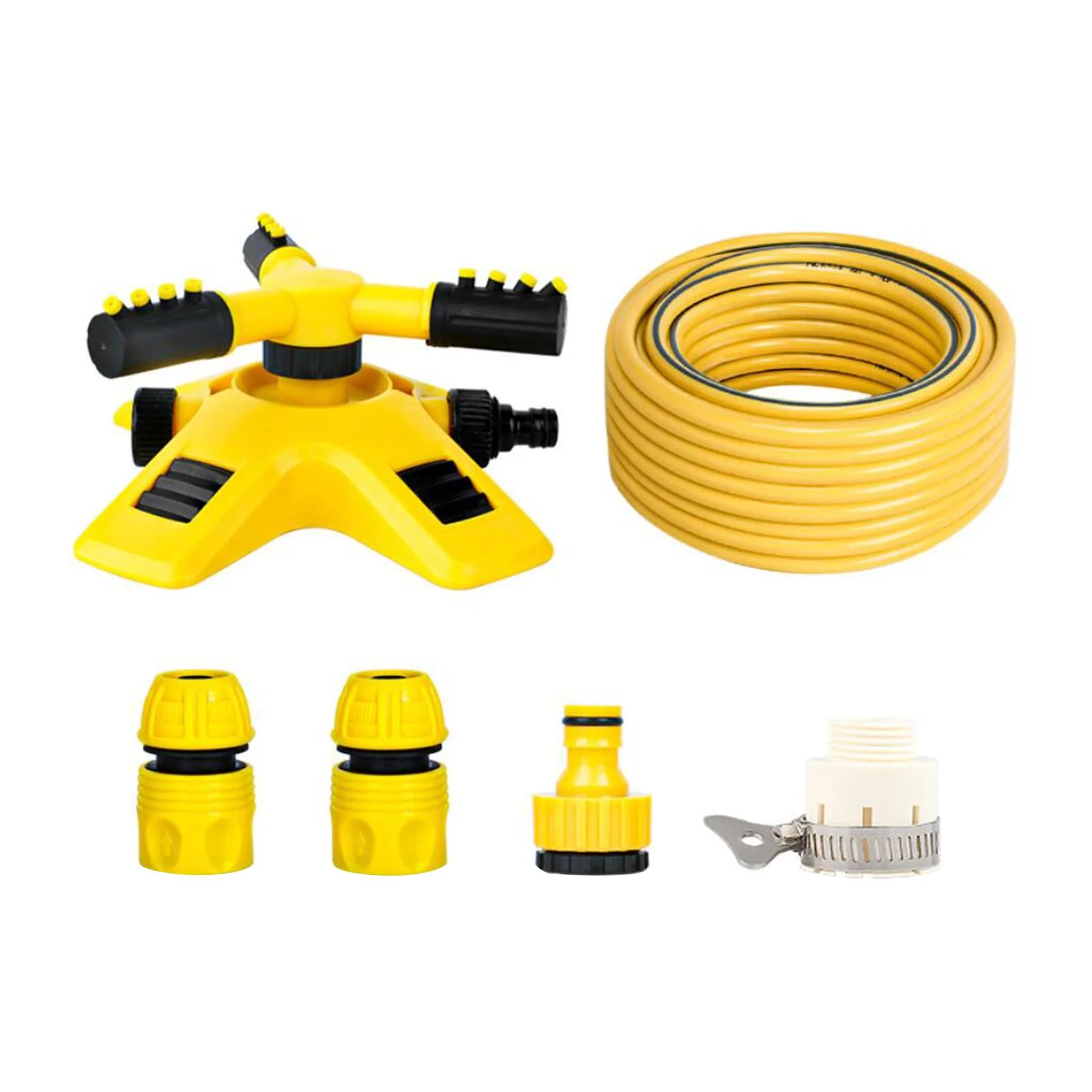 SunniMix Automatic Garden Sprinkler Multipurpose 3 Arms 360 degree Rotating Water Sprinkler DN15 Quick Connect