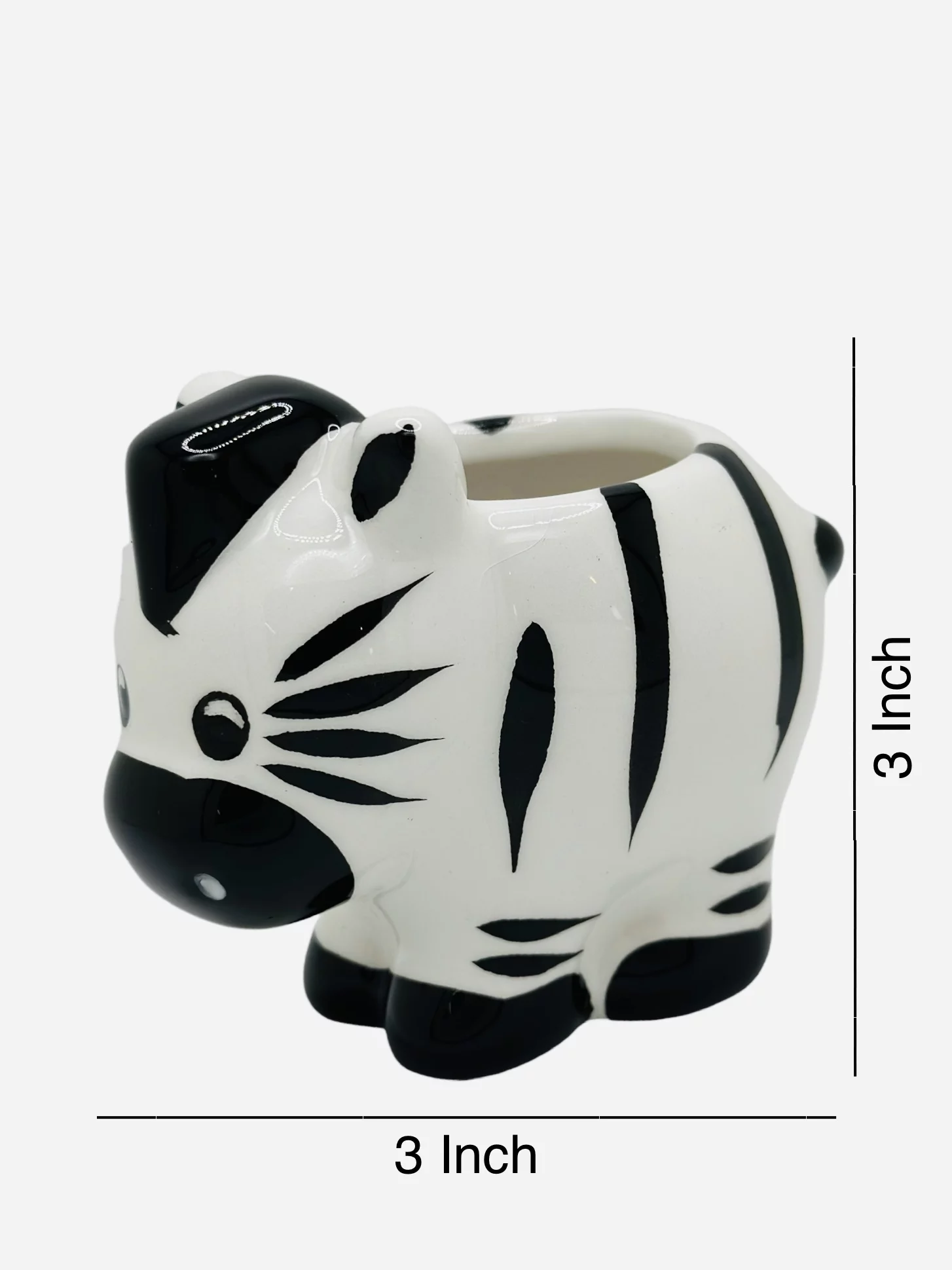 CZ Grain 1 Pot | 3 Inch | Small Succulent Plant Ceramic Animal Pot, Cute Home and Office Decor (Zebra)