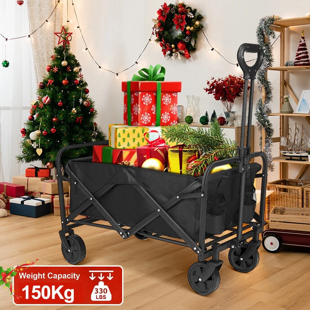 Collapsible Heavy Duty Wagon Cart Outdoor Camping Garden Beach Cart Big wheels