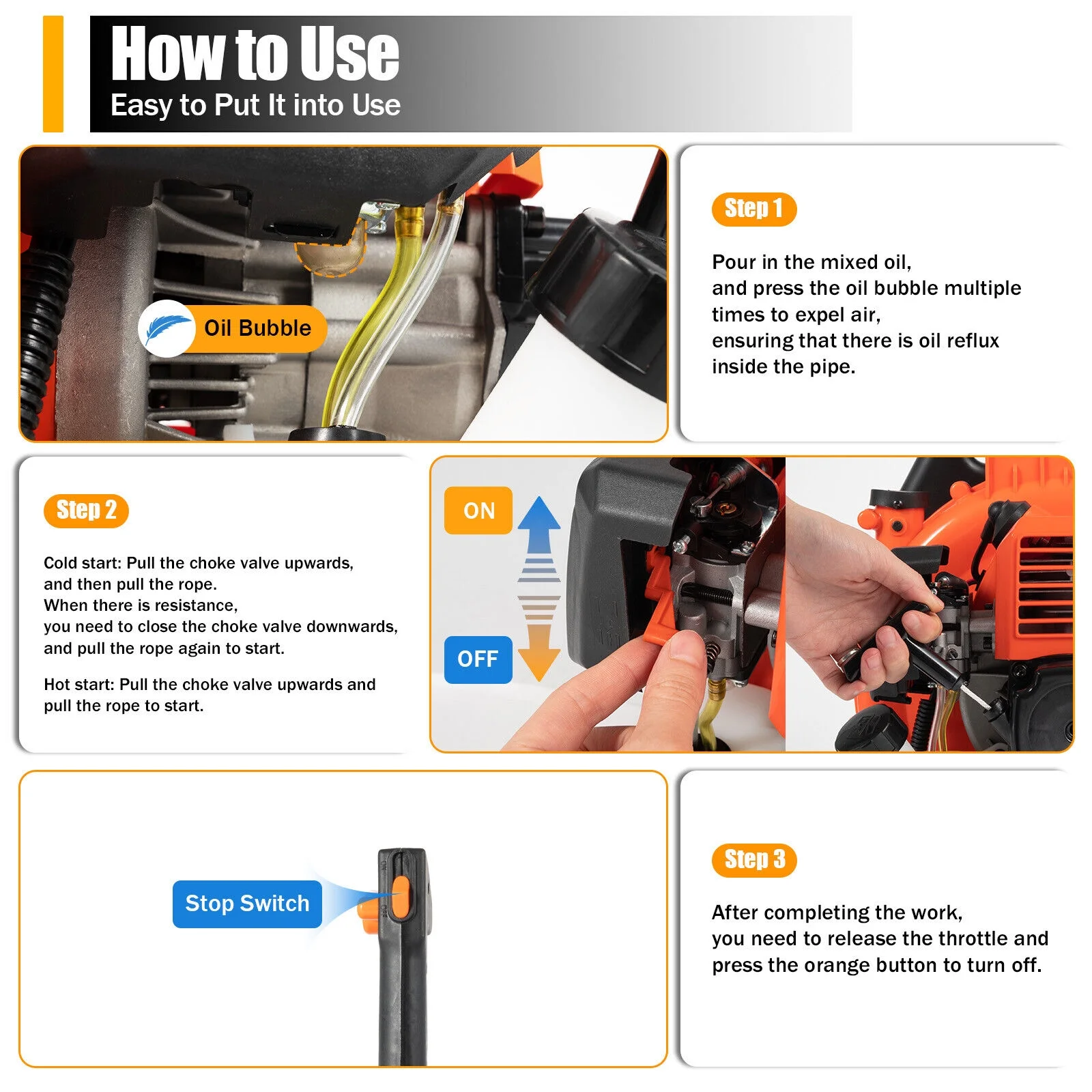 MONIPA Backpackable Snow-Blowing 2 Stroke Gas 42.7cc Backpack Blower Horizontal bar Professional Gas Backpack Leaf Blower