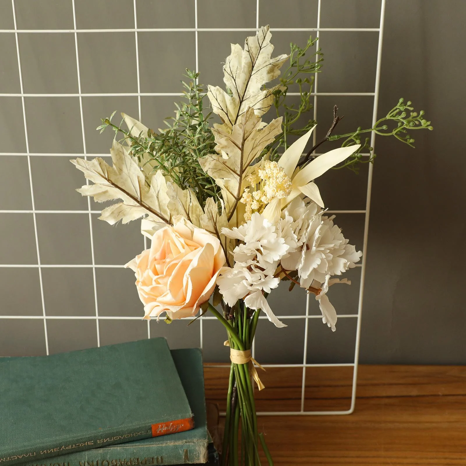 Yeetfub Artificial Plants for Indoor Artificial Rose Flower Peony Flower Leaves Bridal Bouquet Wedding Home Decor for Window Garden Office Patio Planter Pathway Front Porch