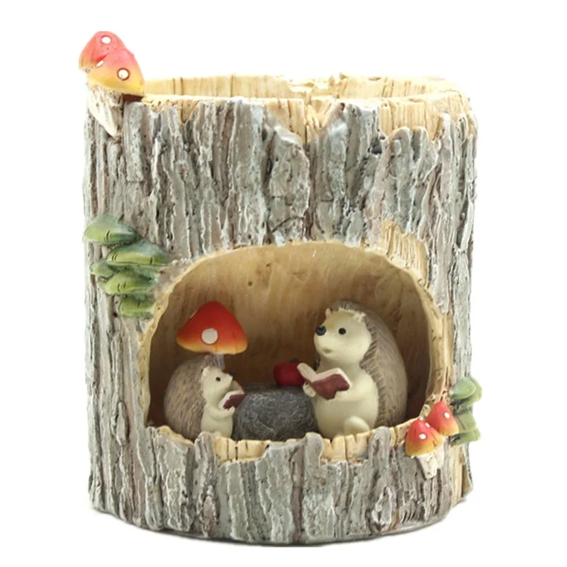 Whimsical Resin Planters for Creative Home Decor - Fun Cartoon Design with Miniature Landscape and Multiple Succulents