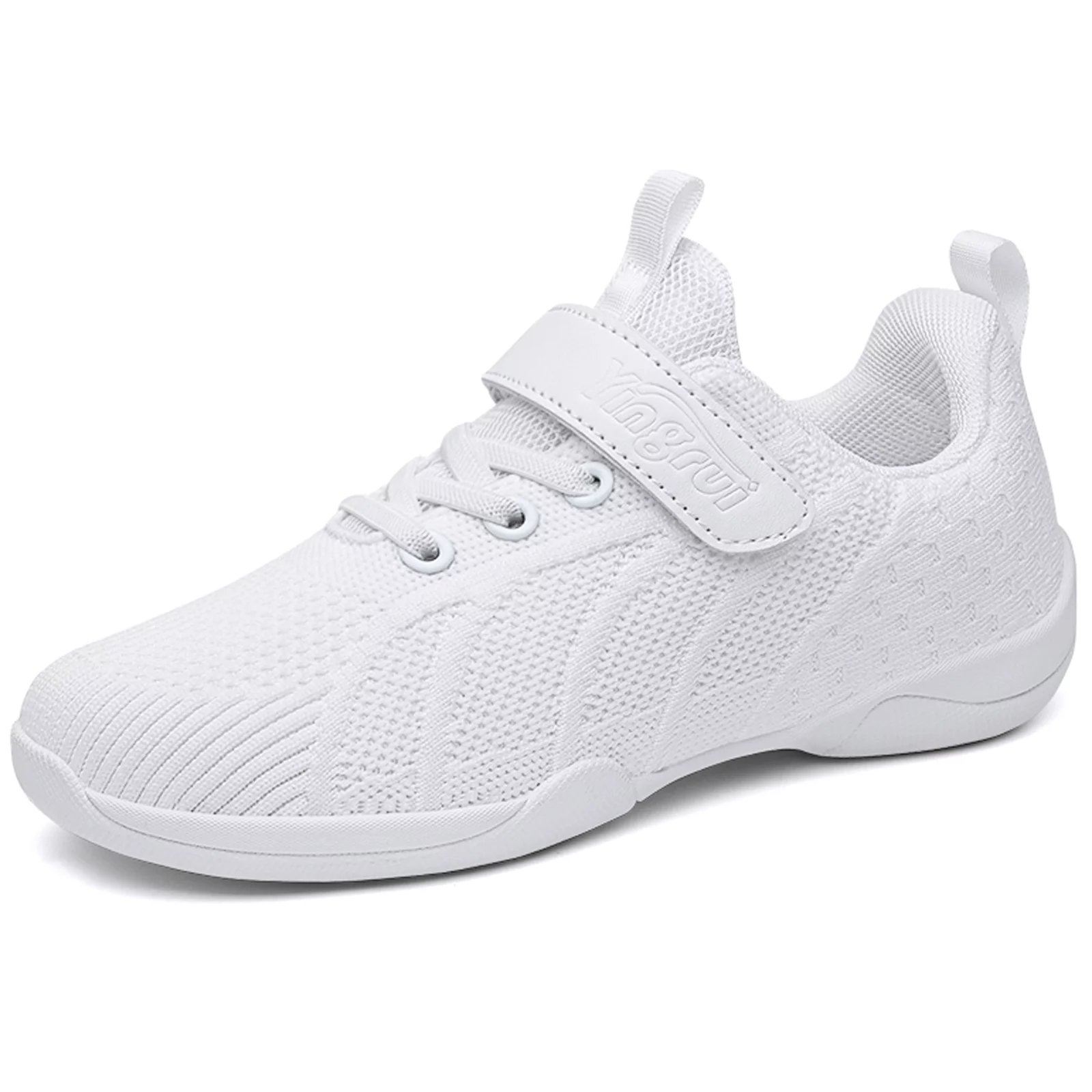 DADAWEN Girls Wihte Cheerleading Shoes Dance Fitness Training Athletic Cheer Sneakers for 13 Little Kid
