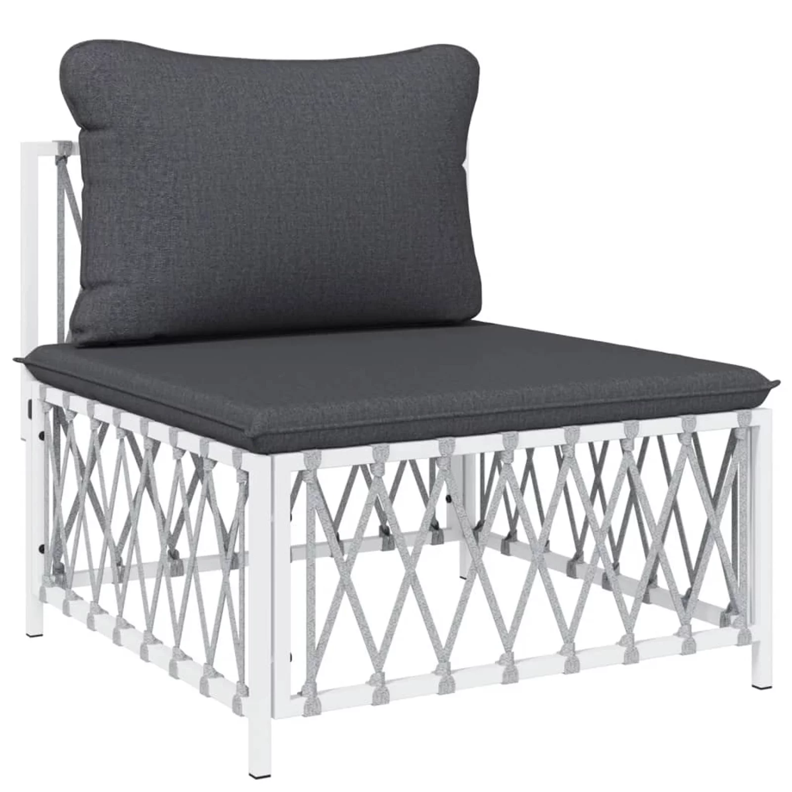 Dcenta 4 Piece Patio Set with Cushions White Steel