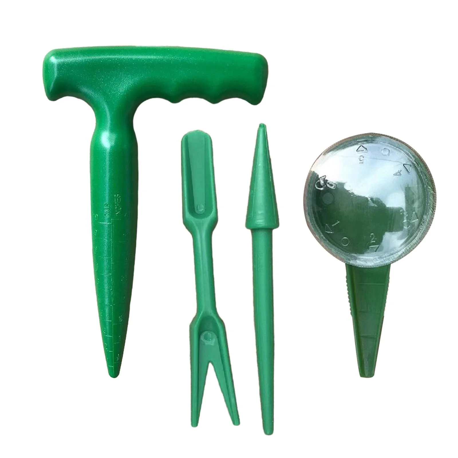 jicheng 4 Pieces Sowing Seed Dispenser Set Gardening Tool Handheld Small Hand Dibber