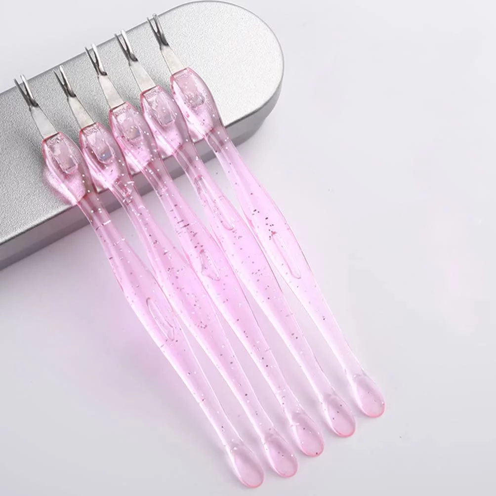 10pcs Stainless Steel Nail Cuticle Trimmer Remover Cuticle Pusher Nail Cleaner Double Head Dead Skin Cuticle Knife Removal Fork Manicure Tool for Women Nail Kits