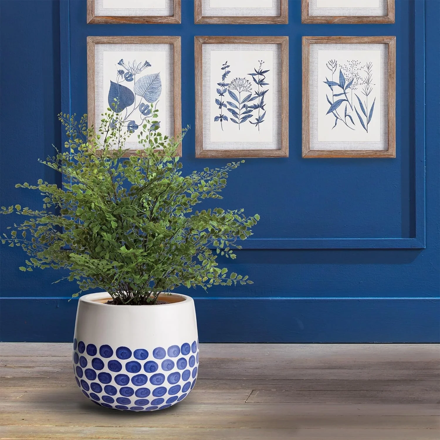 Hand-Painted Pot Small Blue Ceramic