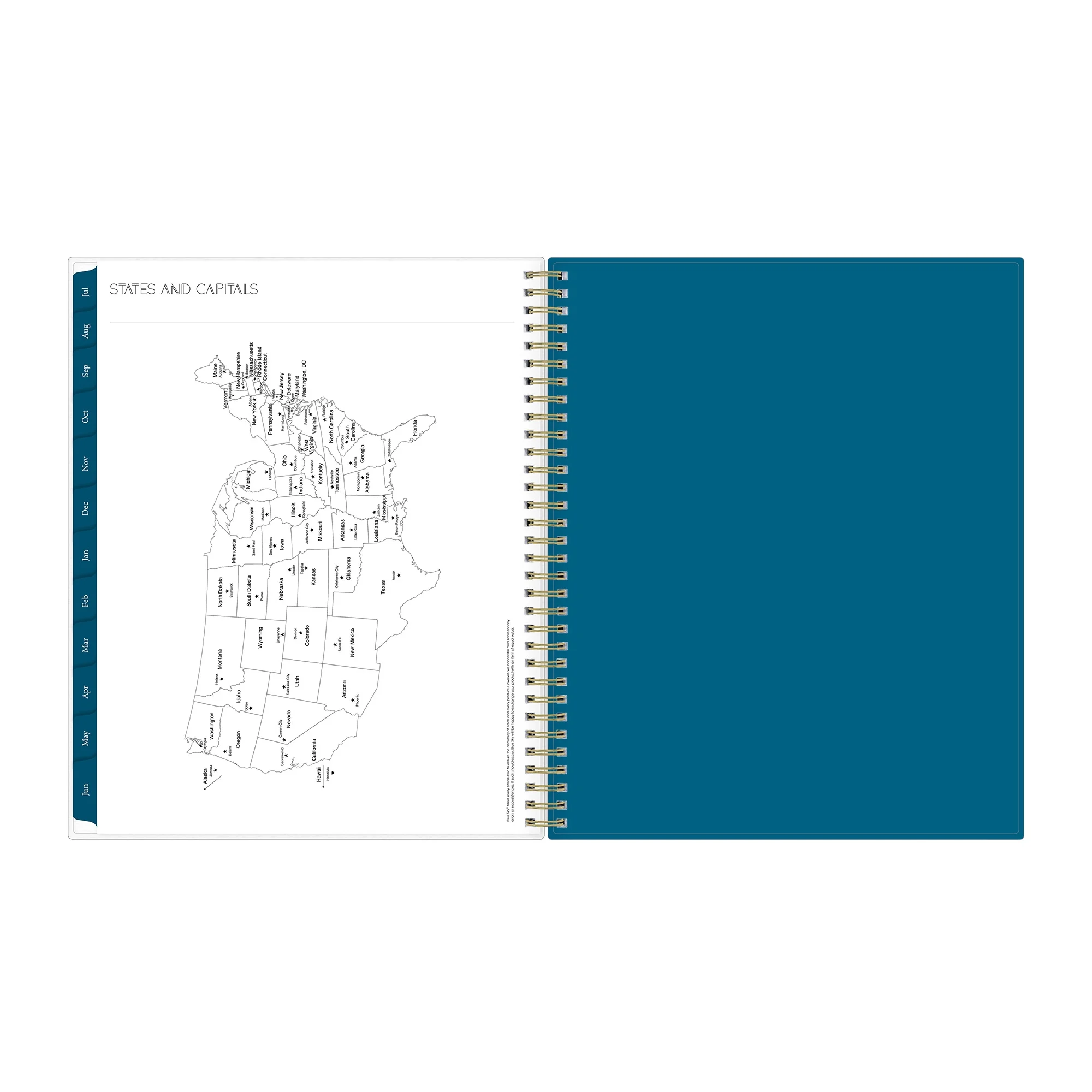 2023-2024 Weekly Monthly Planner, 8.5x11, Blue Sky, Bakah Blue