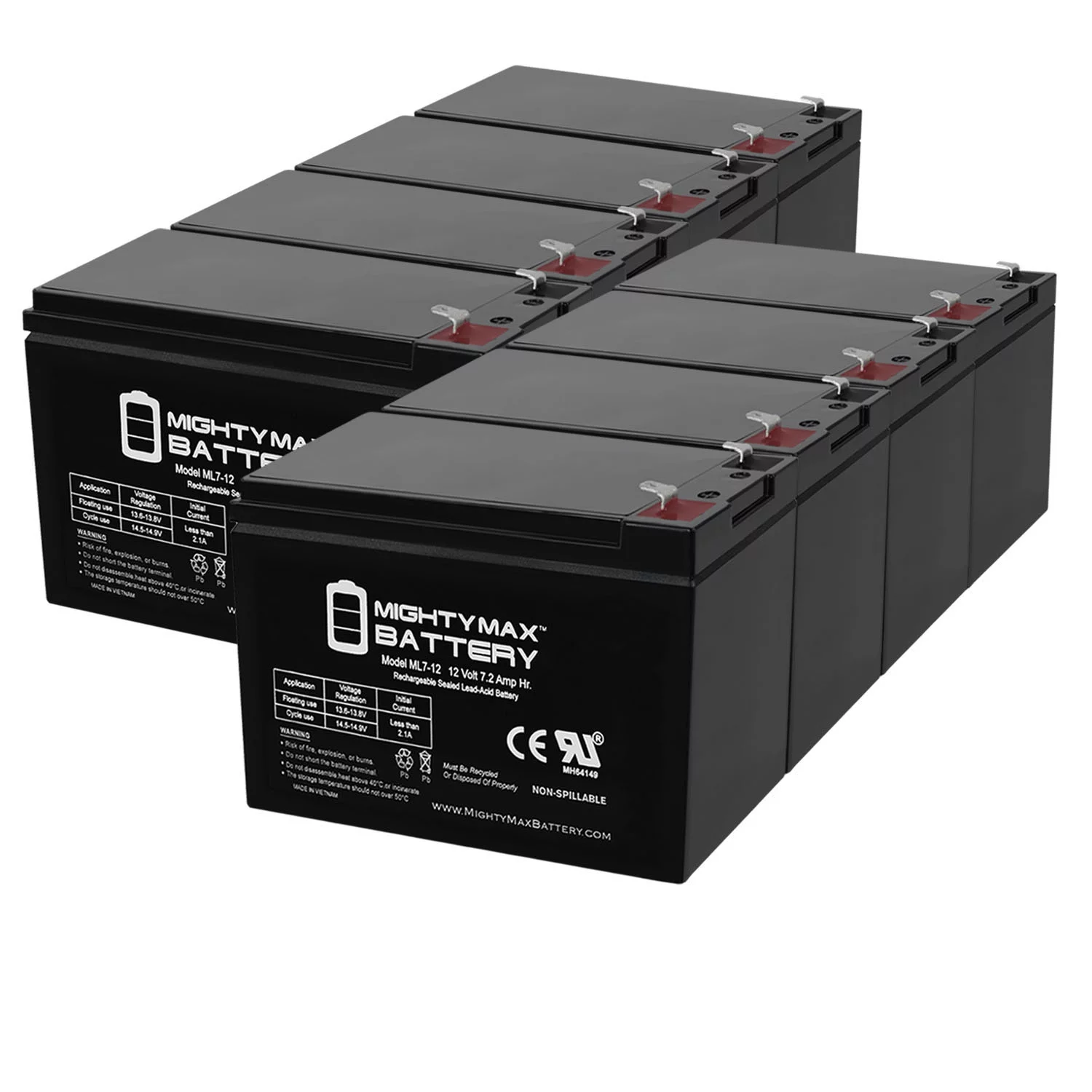 12V 7Ah SLA Battery Replacement for Toro Power Shovel 38361 - 8 Pack