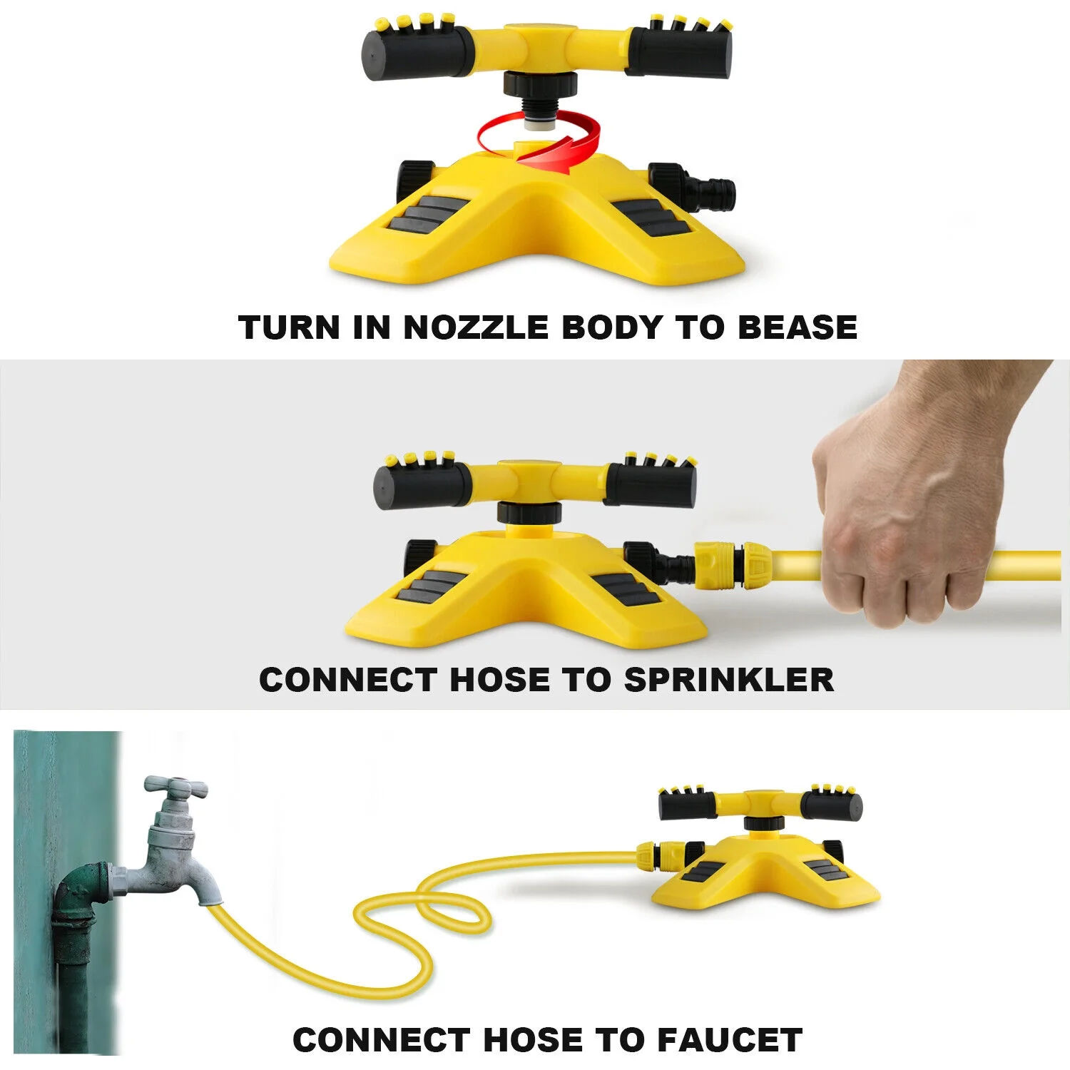 360 Auto Garden Lawn Sprinkler System Watering Patio Yard Hose Irrigation System