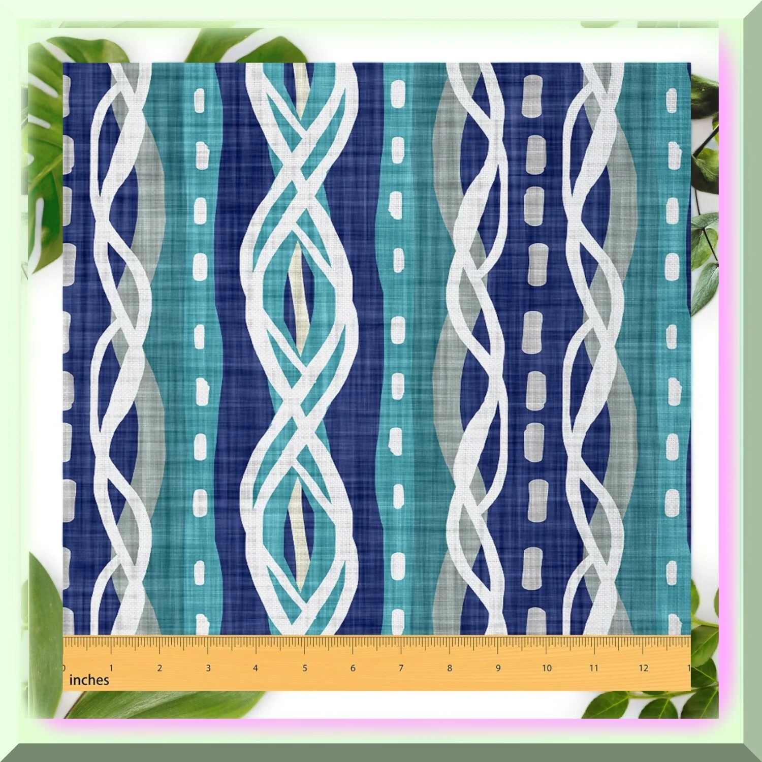 Ocean Breeze Coastal Stripe Fabric - Vintage Nautical Upholstery for Chairs & Outdoor Decor. Waterproof, 5 Yards, Blue Aqua.