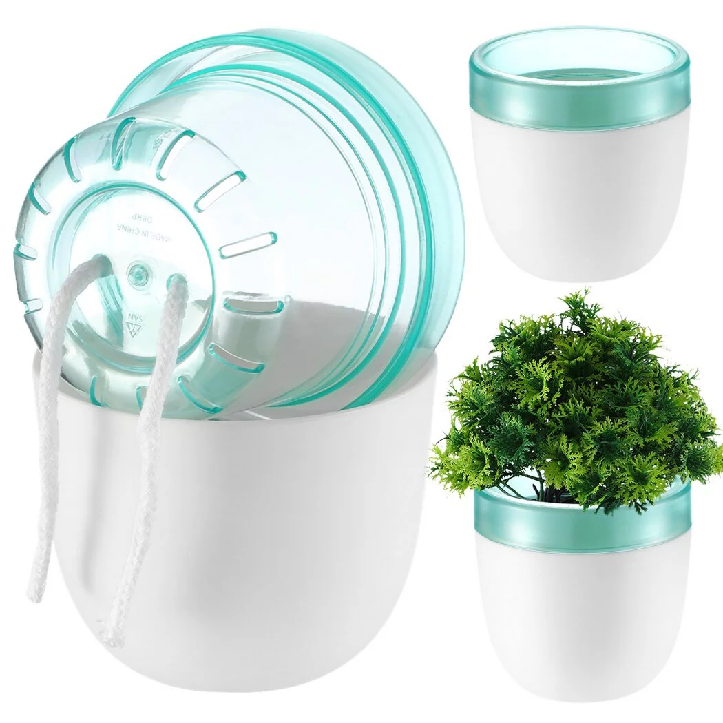 Self-Watering Flower Pots, 3PCS Self-Absorbent Flower Pots, Plastic Automatic Watering Flower Planters, Easy Plant Pots for Balcony, Shelf, Home, Office, Cafe, Indoor, Outdoor