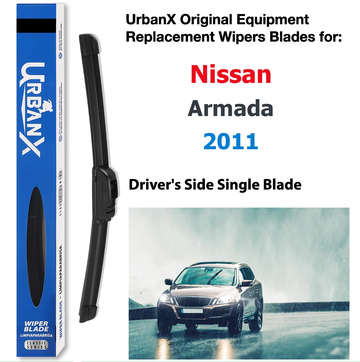 Urbanx 2-In-1 All Seasons Water Repellency Original Equipment Replacement Wiper Blades For 2011 Nissan Armada 22