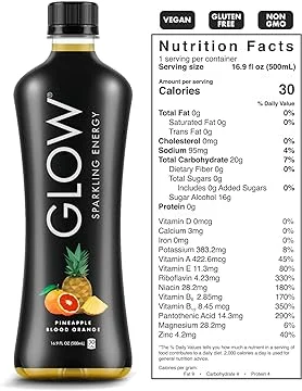 GLOW® Beverages Sparkling Energy - Pineapple Blood Orange - 16.9oz PET - 12 Pack