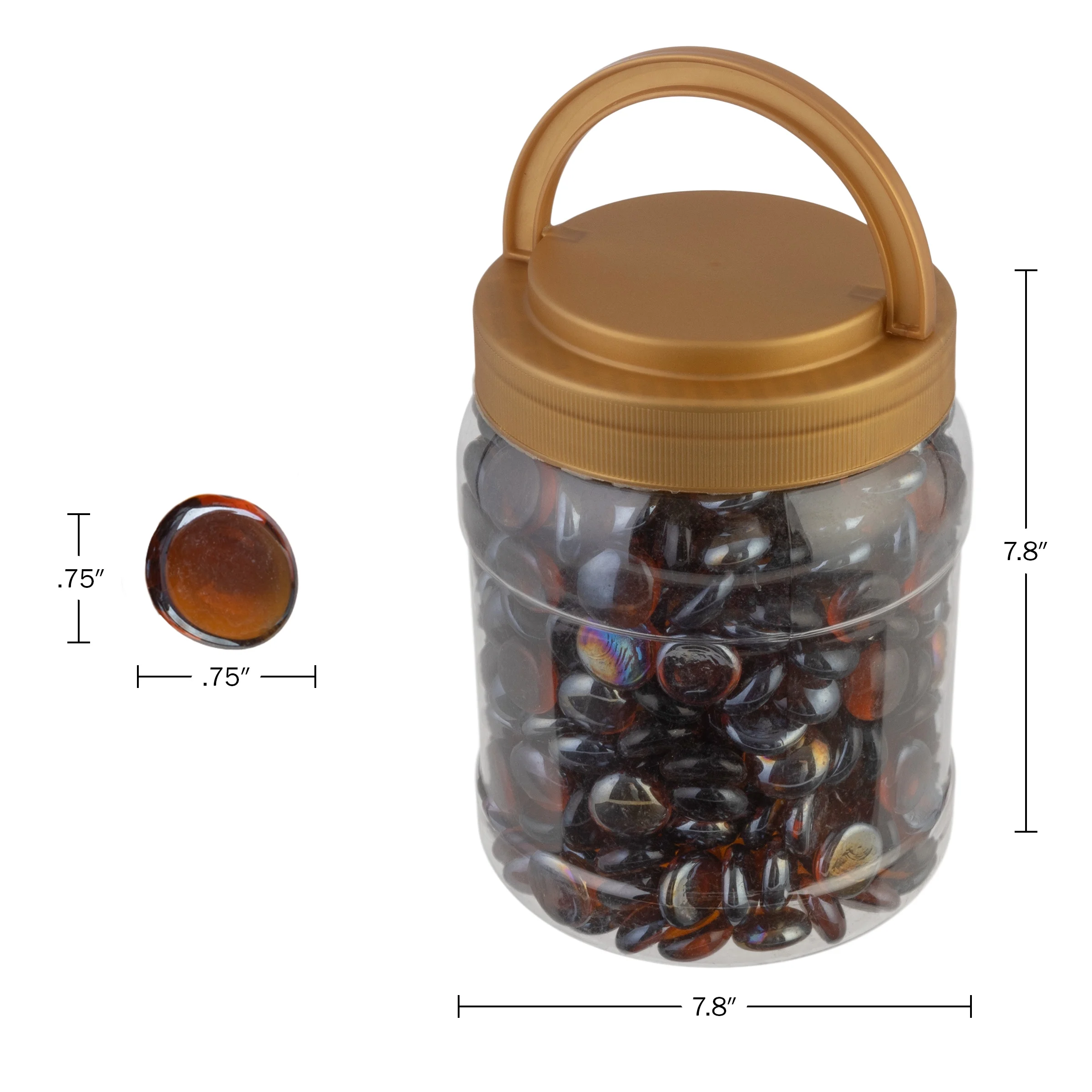 Home-Complete 10lbs Fire Pit Glass - 3/4in Glass Rocks, Amber