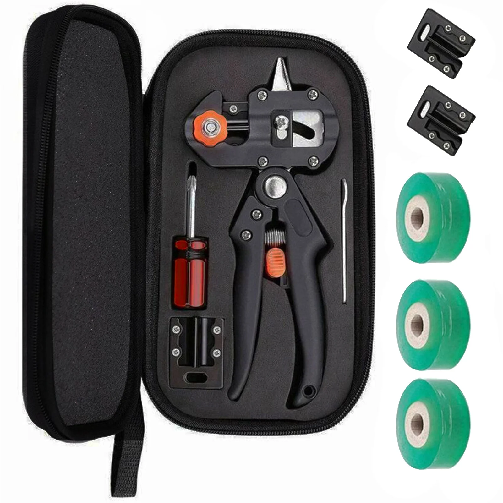 Professional Grafting Tools Grafter Pruner Kit Garden Fruit Tree Pruning Grafting Shears 2 in 1 Scissors Cutting Tool Kit Set with 3 Replaceable Blades Tapes
