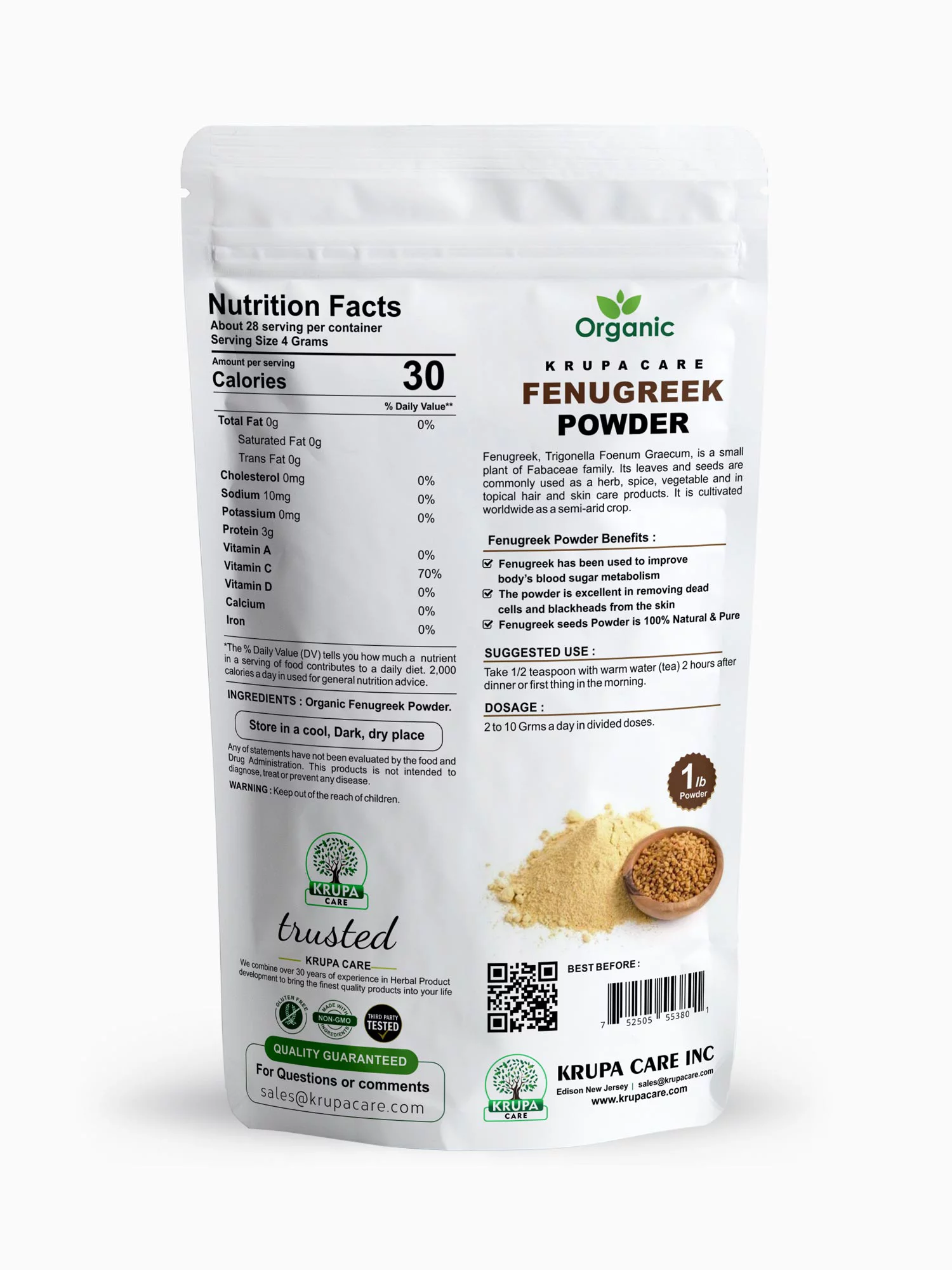 Fenugreek  seed  Powder  1 Pound (16 Ounce)