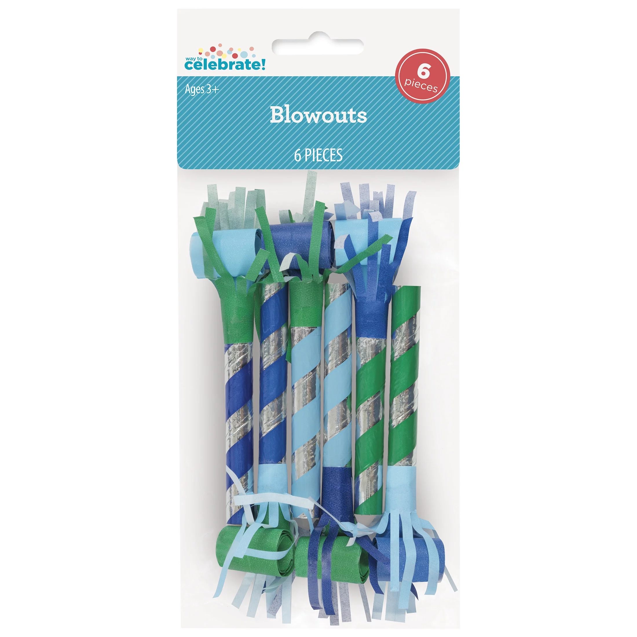 Way to Celebrate! Blue & Green Party Blowers, 6ct