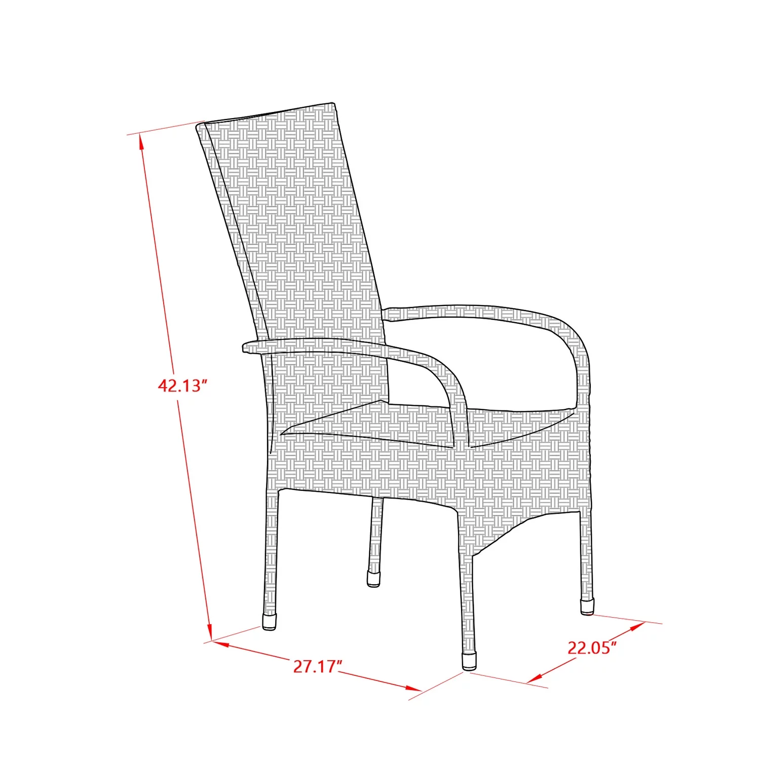Set of 2 Chairs OSLC102A OSLO PATIO CHAIR WITH CUSHION, BROWN WICKER, AND BEIGE CUSHION