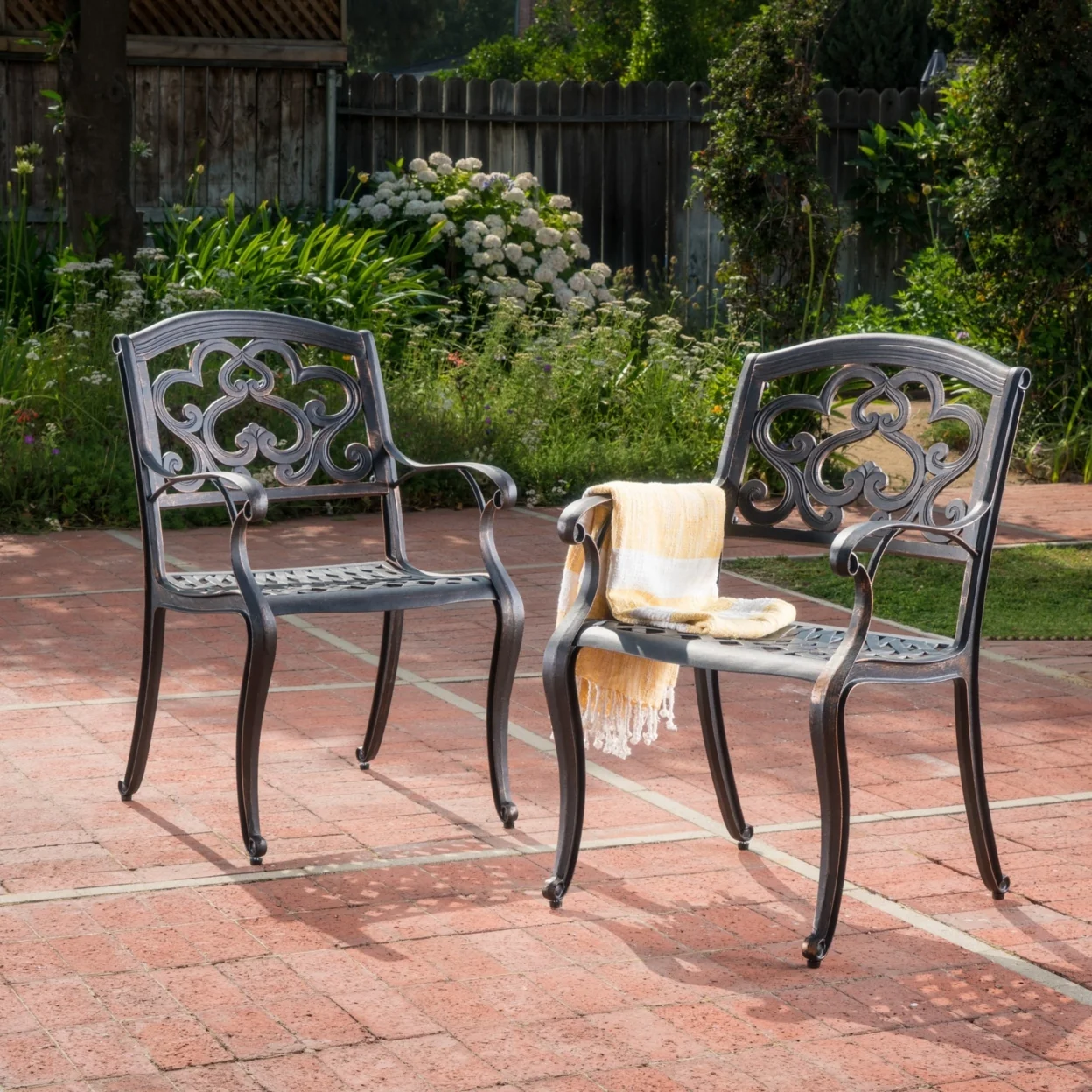 Augusta Outdoor Cast Aluminum Dining Chairs (Set of 2)