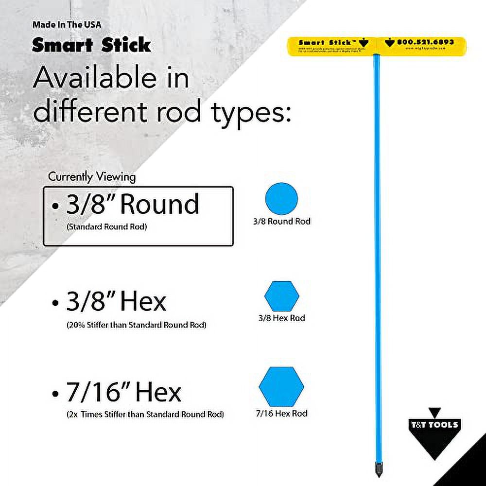 T&T Tools Smart Stick Metal Soil Probe - T-Handle Probing Rod, Steel Rods, 42-Inch Long Metal Rod w/ 3/8