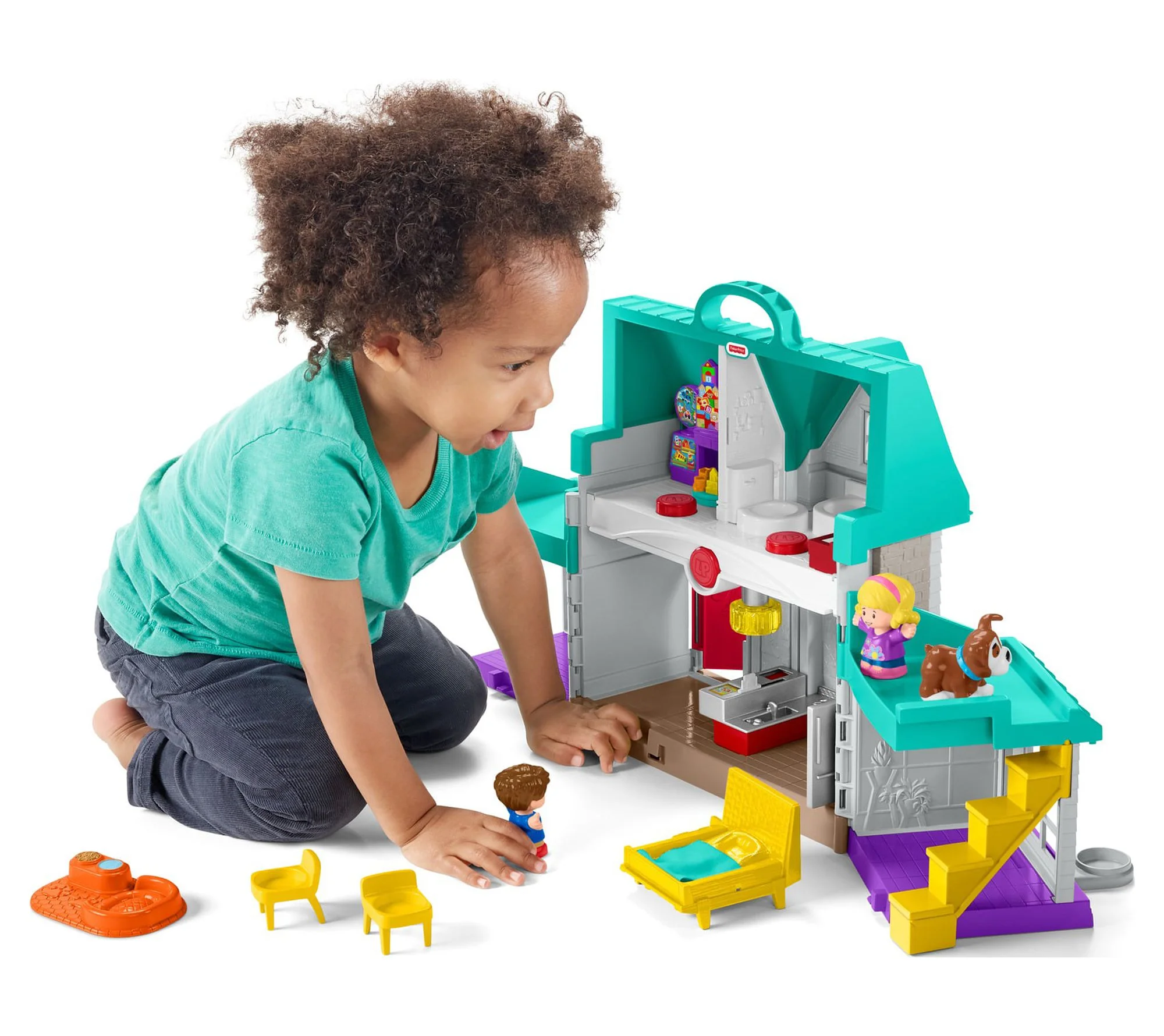 Fisher-Price Little People Toddler Playhouse, Big Helpers Home Electronic Playset, 7 Play Pieces