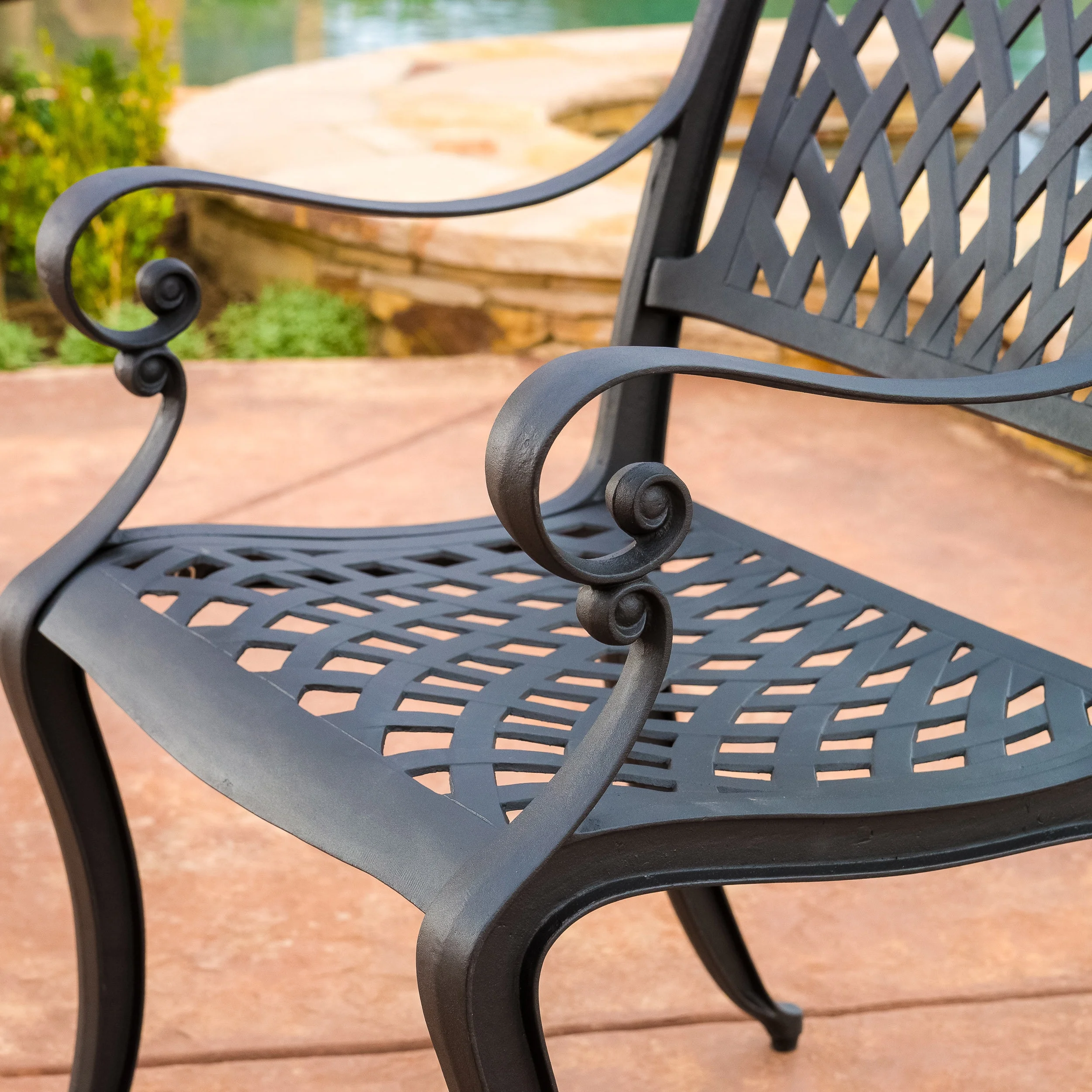 22 in,Grid Chair,These Durable, High-quality Chairs Are Made of Cast Aluminum with Mesh Backrests and Seat Rest,Provides A Sturdy, Weather-resistant Frame,backyard,courtyard,deck Space