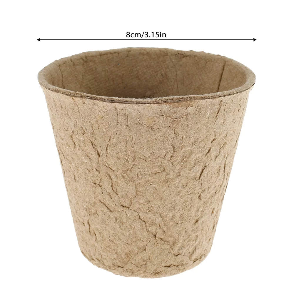50pcs Biodegradable Nursery Pots Round Paper Peat Flower Vegetable Seedlings Nursery Cup Eco-Friendly Garden Supplies