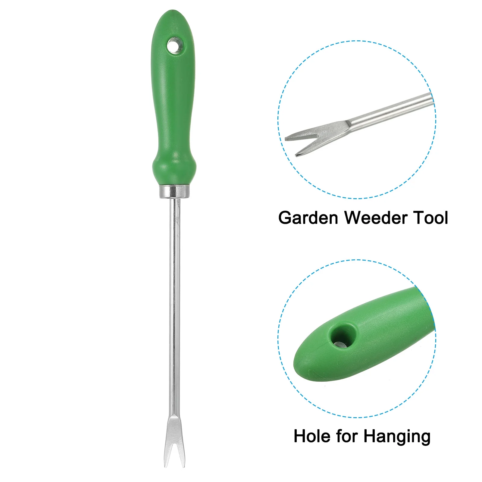 Uxcell Weed Puller Tool, Stainless Steel Patio Gardening Tool Hand Weeding Digging Tool, Green