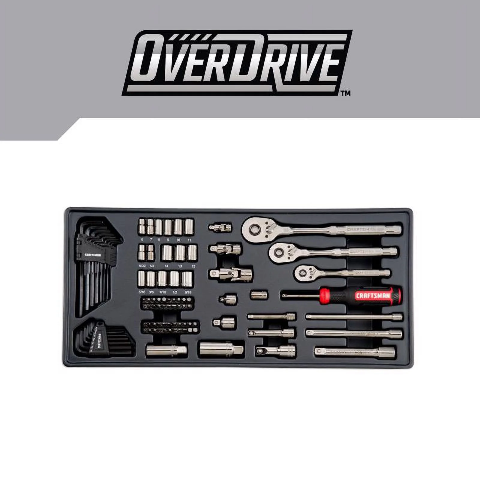 Craftsman OVERDRIVE 1/4 & 3/8 & 1/2 in. drive Metric/SAE 6 Point Mechanic's Tool Set 284 pc