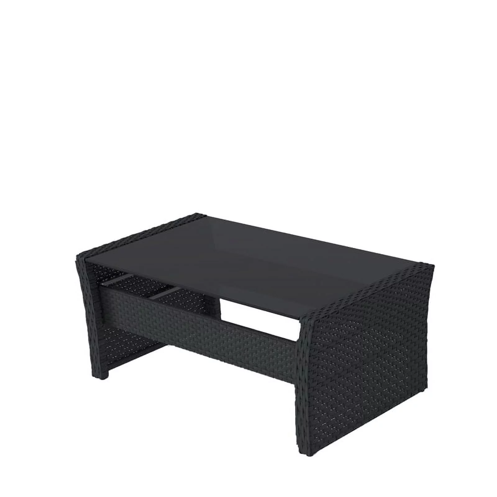 Afuera Living 4-Piece Fabric & Wicker/Rattan Patio Set in Warm White/Black