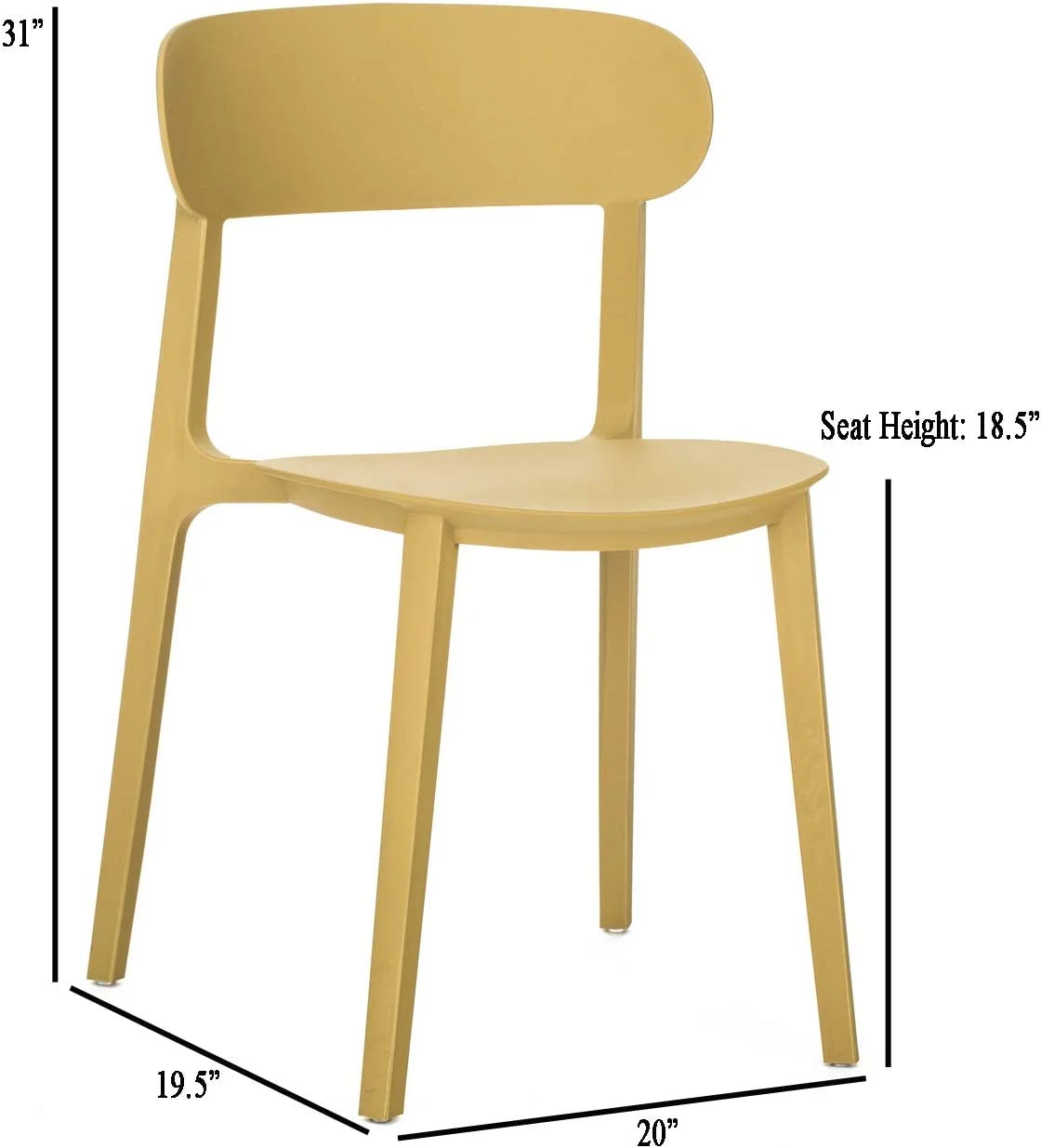 4 X Campus Series Side Chairs, -Century Modern Dining Chair, Stackable Chair, Great For Indoor And Outdoor (Ginger)