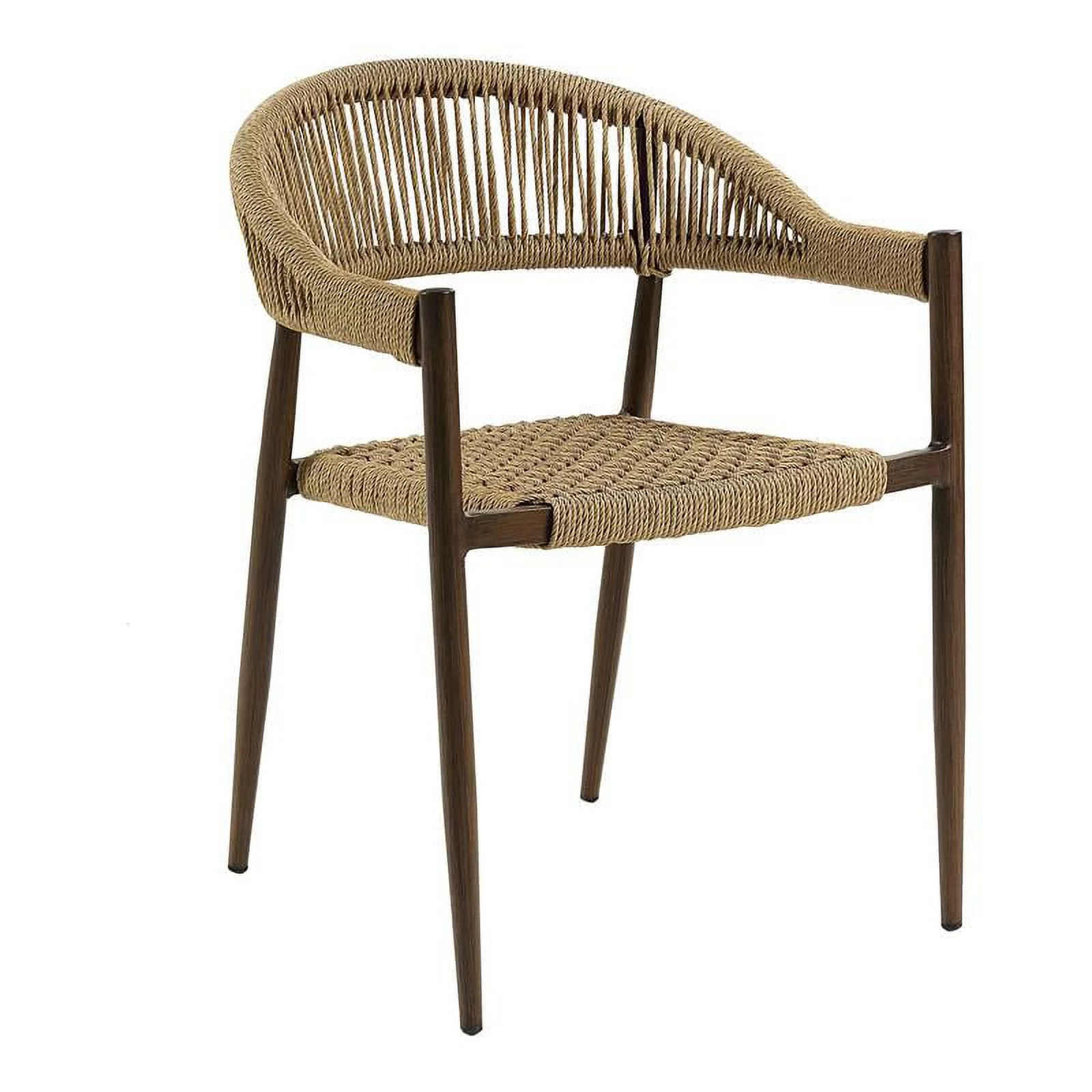 Afuera Living Aluminum Patio Dining Chair in Walnut (Set of 2)