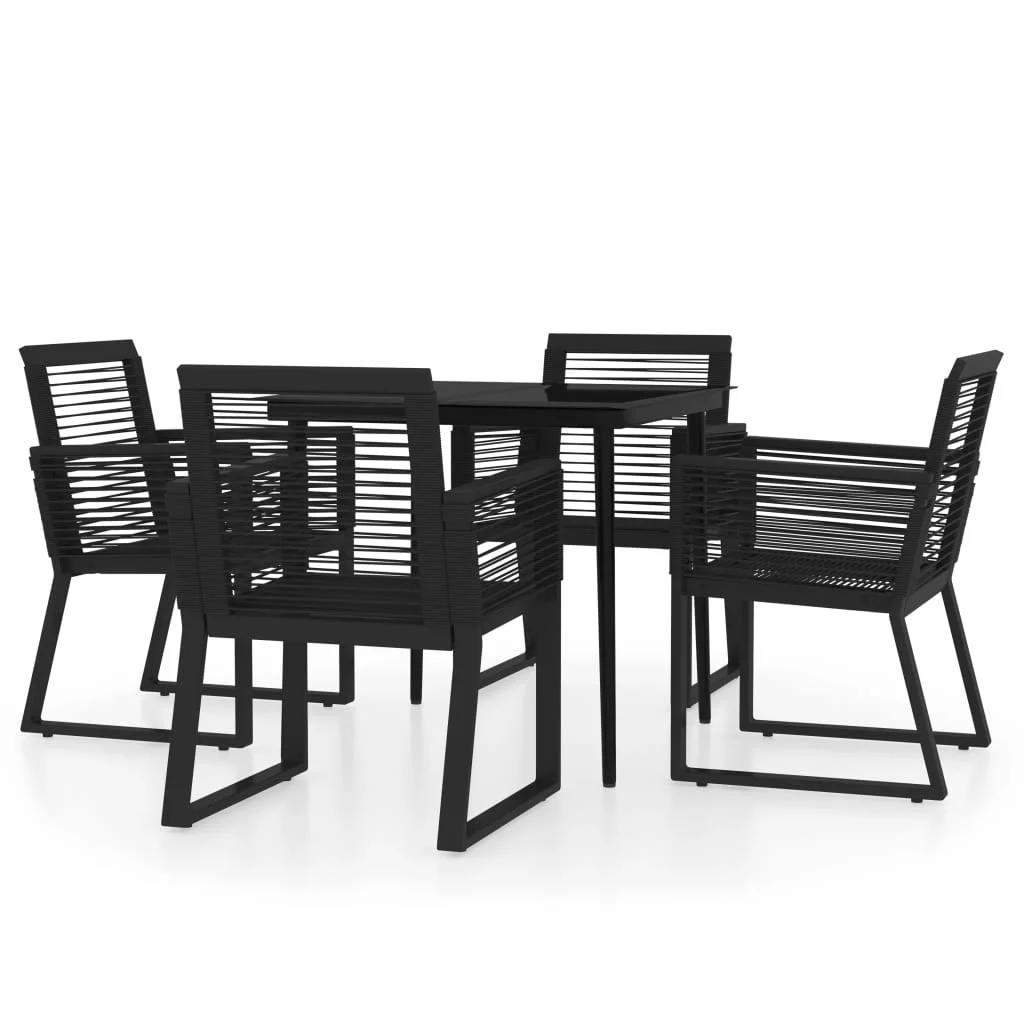5 Piece Patio Dining Set Black