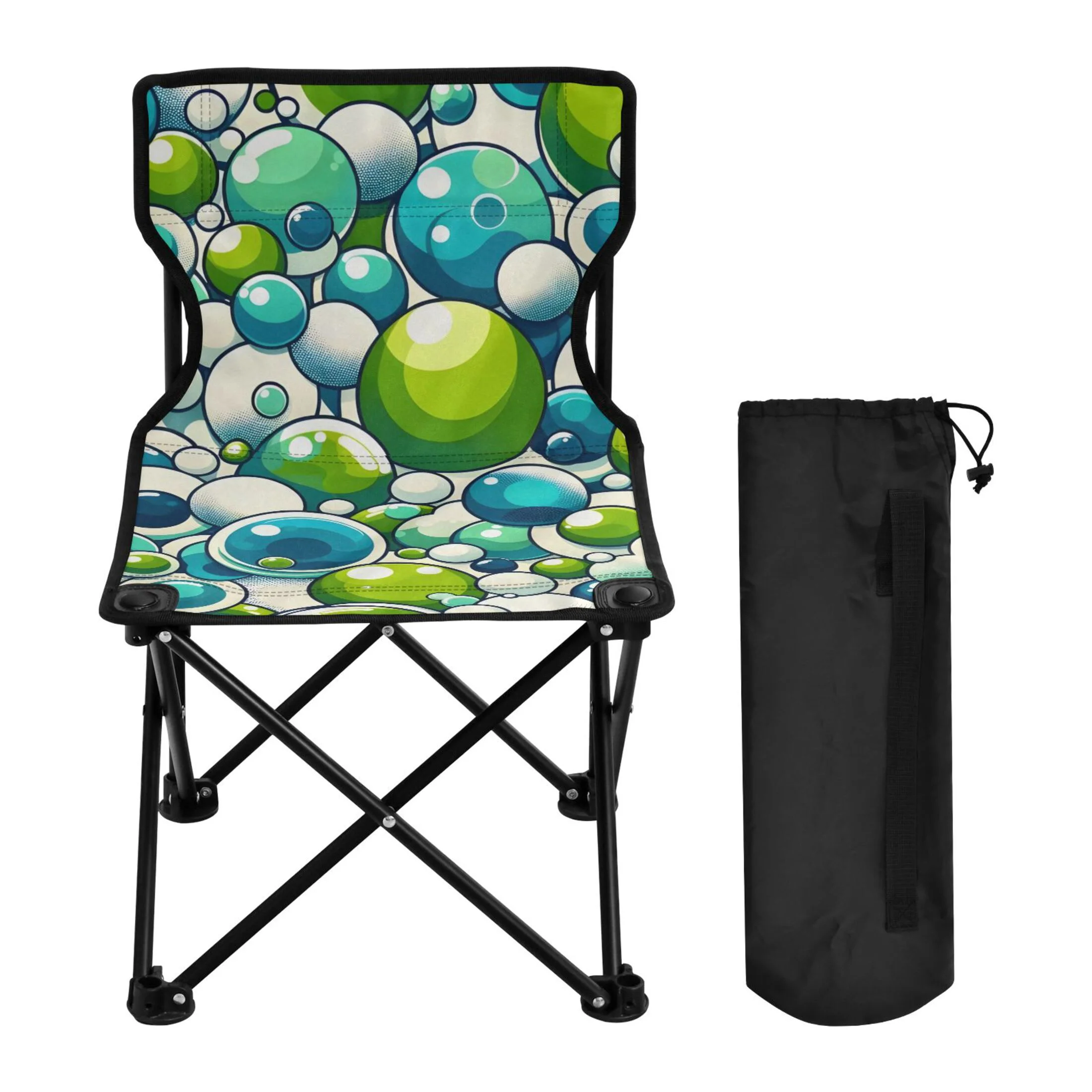 Abstract Dots Print Portable Camping Chair Small for Kids Outdoor Folding Beach Chair Fishing Chair Lawn Chair with Carry Bag